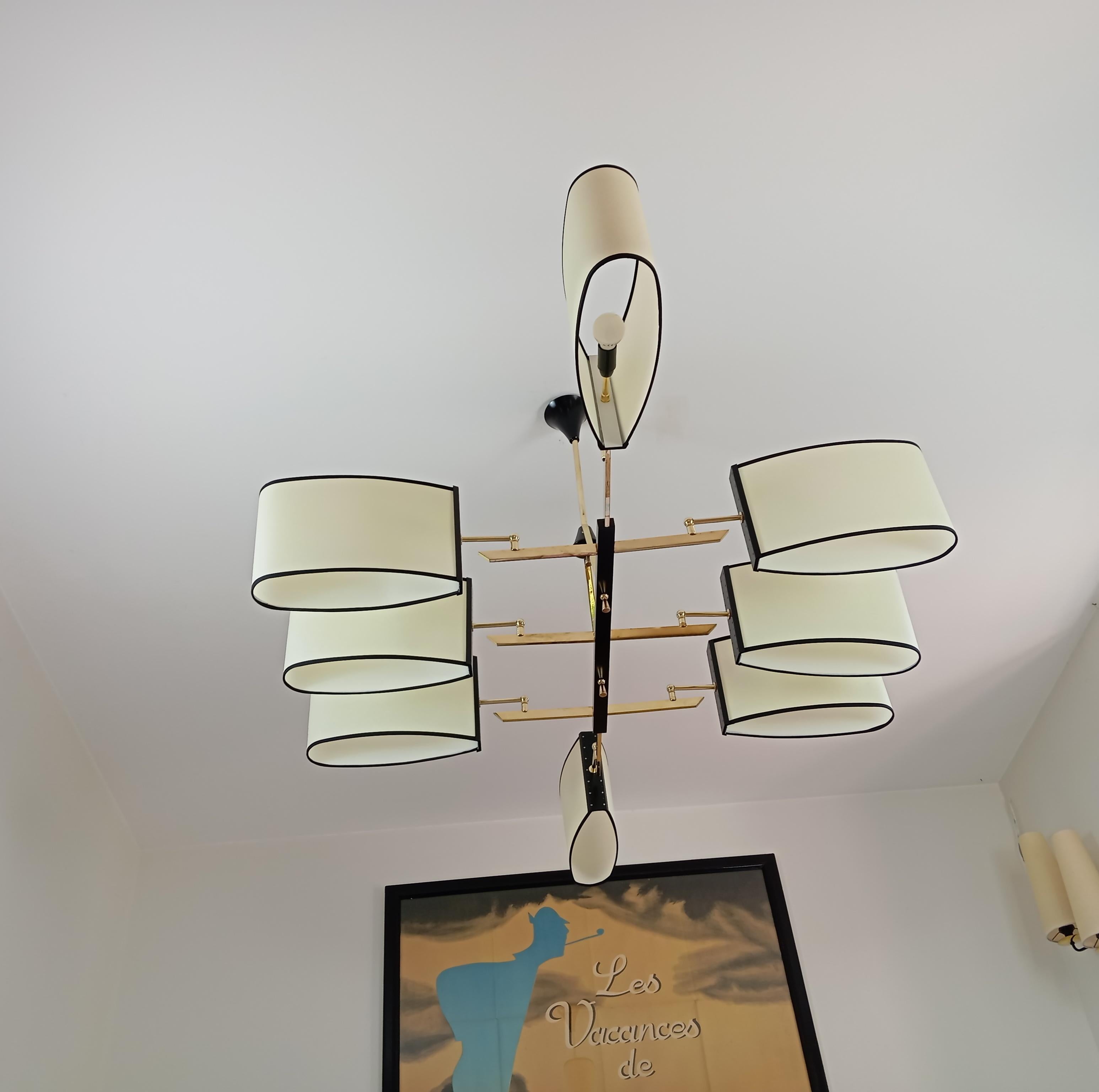 20th Century 8-arm chandelier, Maion Lunel circa 1950 For Sale