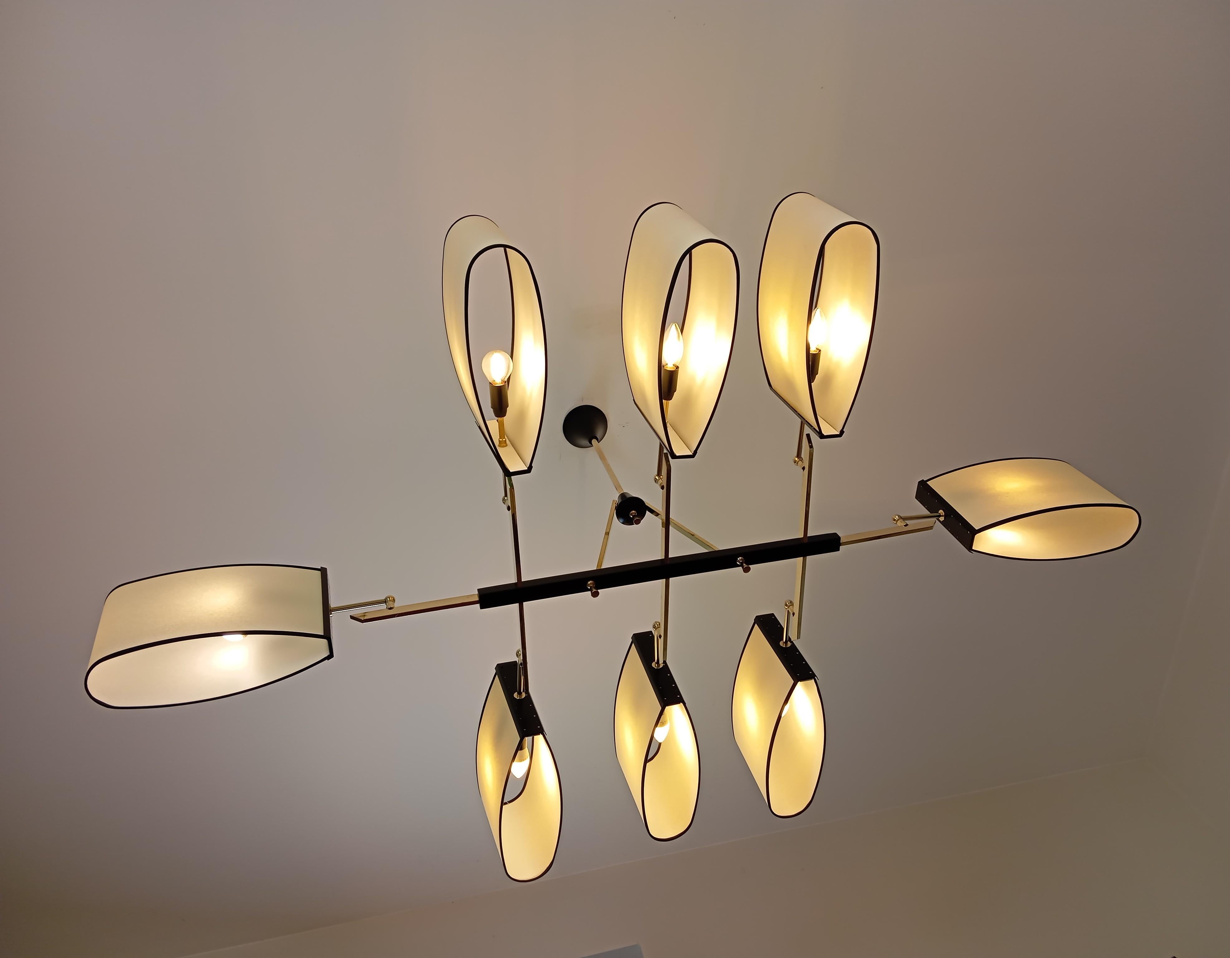 Francese Lampadario a 8 bracci, Maison Lunel circa 1950 in vendita