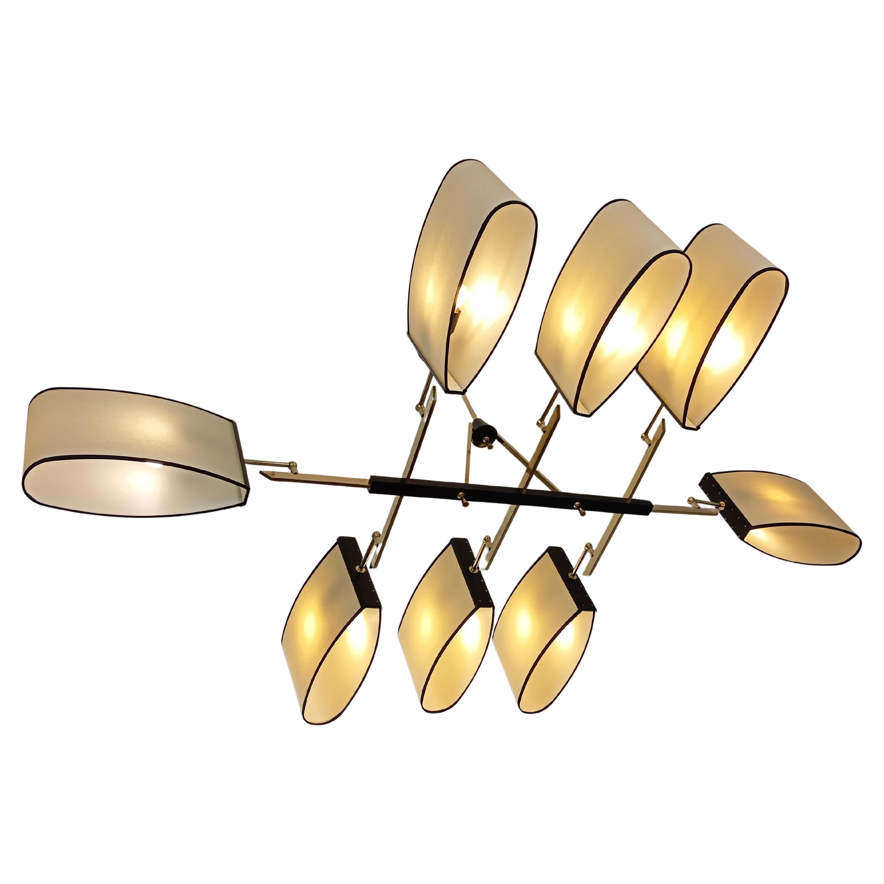 8-arm chandelier, Maison Lunel circa 1950