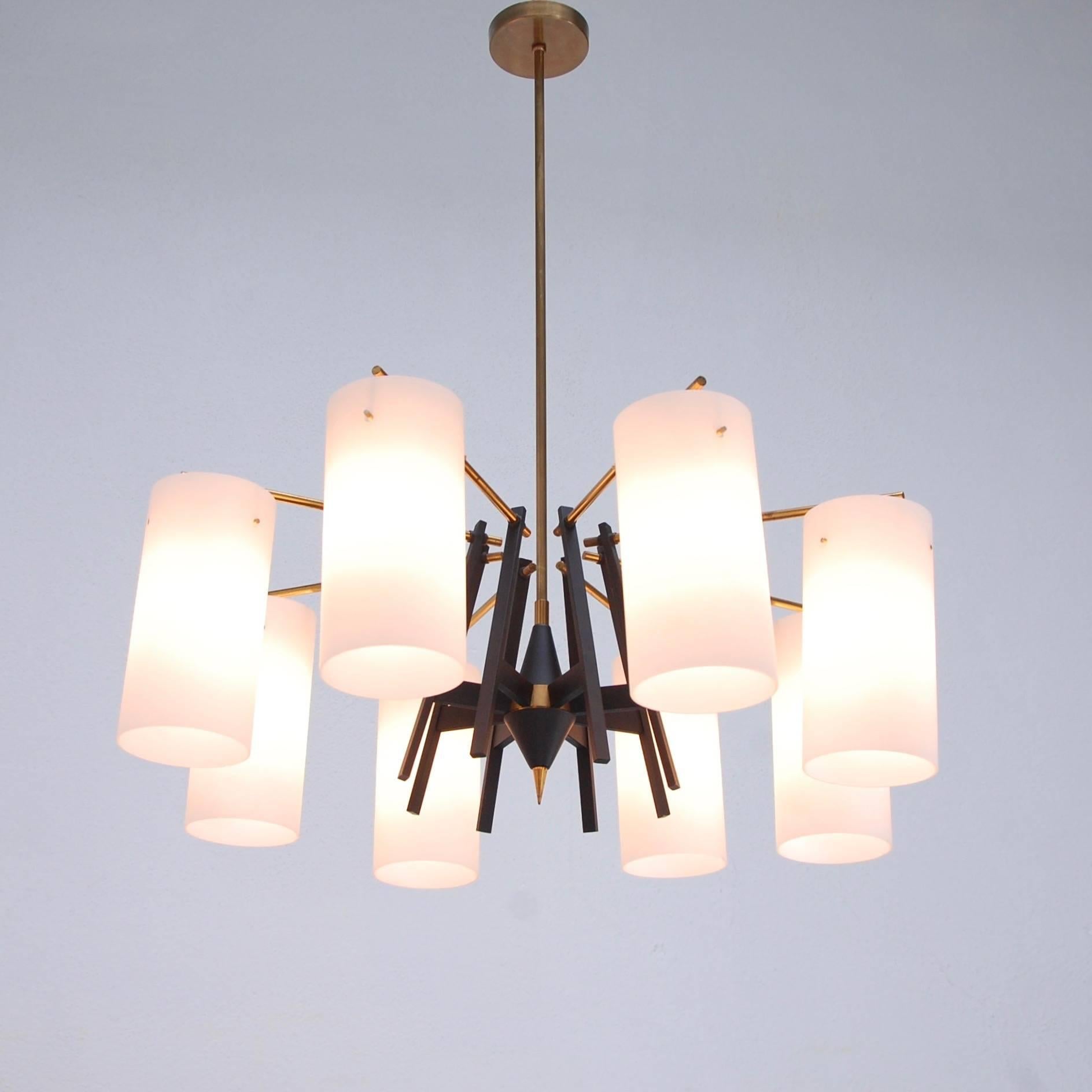 Mid-Century Modern Eight-Arm Cylindrical Chandelier For Sale