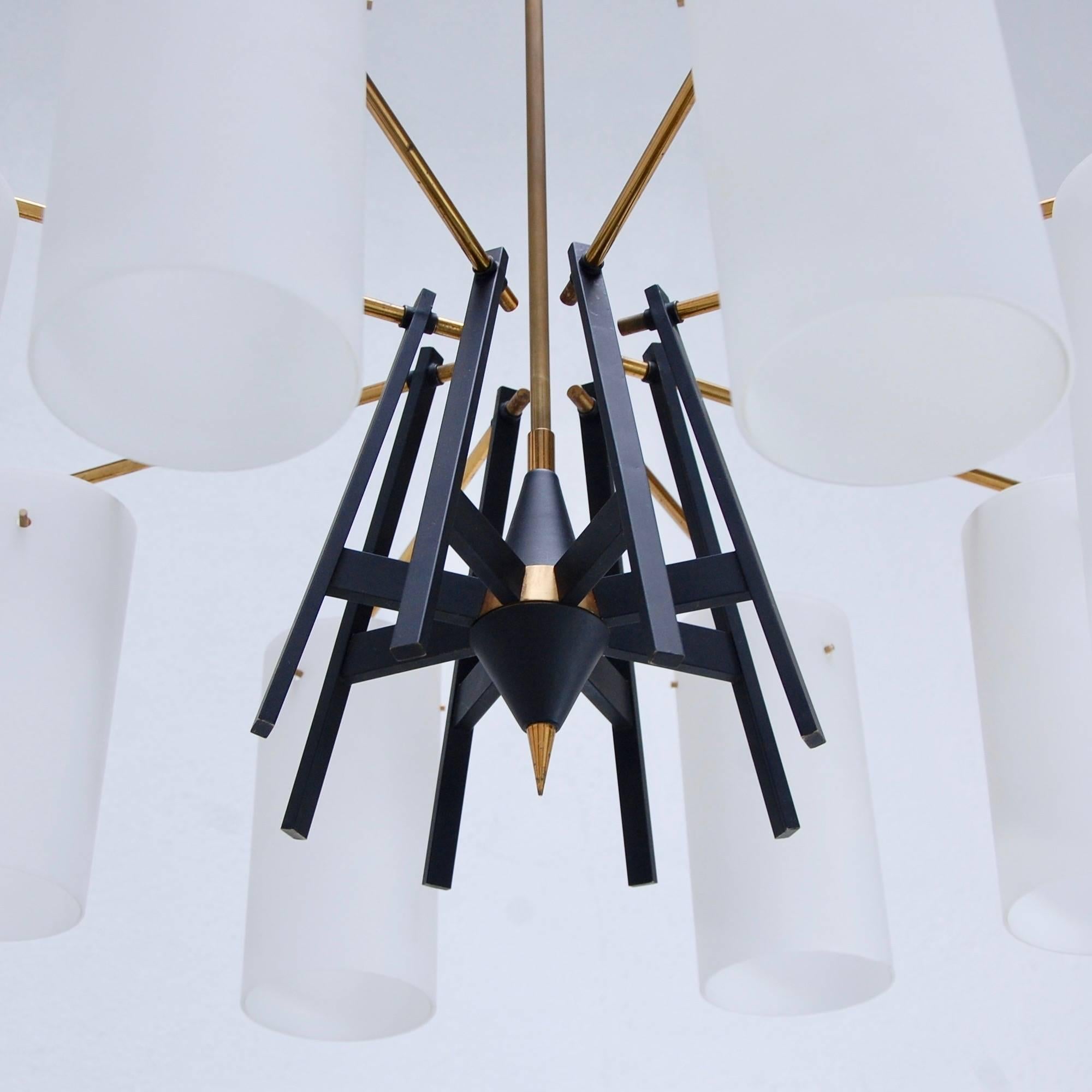 Mid-20th Century Eight-Arm Cylindrical Chandelier For Sale