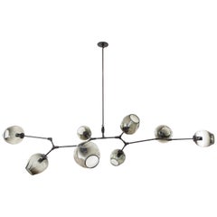 8-Arm Smoked Glass and Bronze Branching Bubbles Chandelier