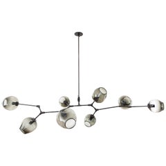 8-Arm Smoked Glass and Bronze Branching Bubbles Chandelier