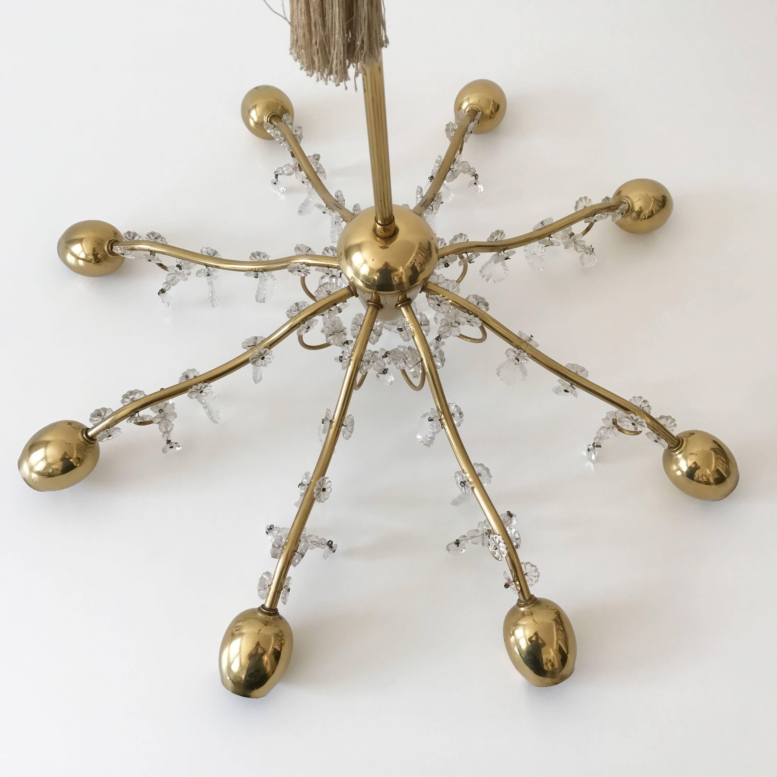 Eight-Armed Sputnik Chandelier or Pendant Lamp Bud by J.&L. Lobmeyr Vienna 1950s For Sale 4