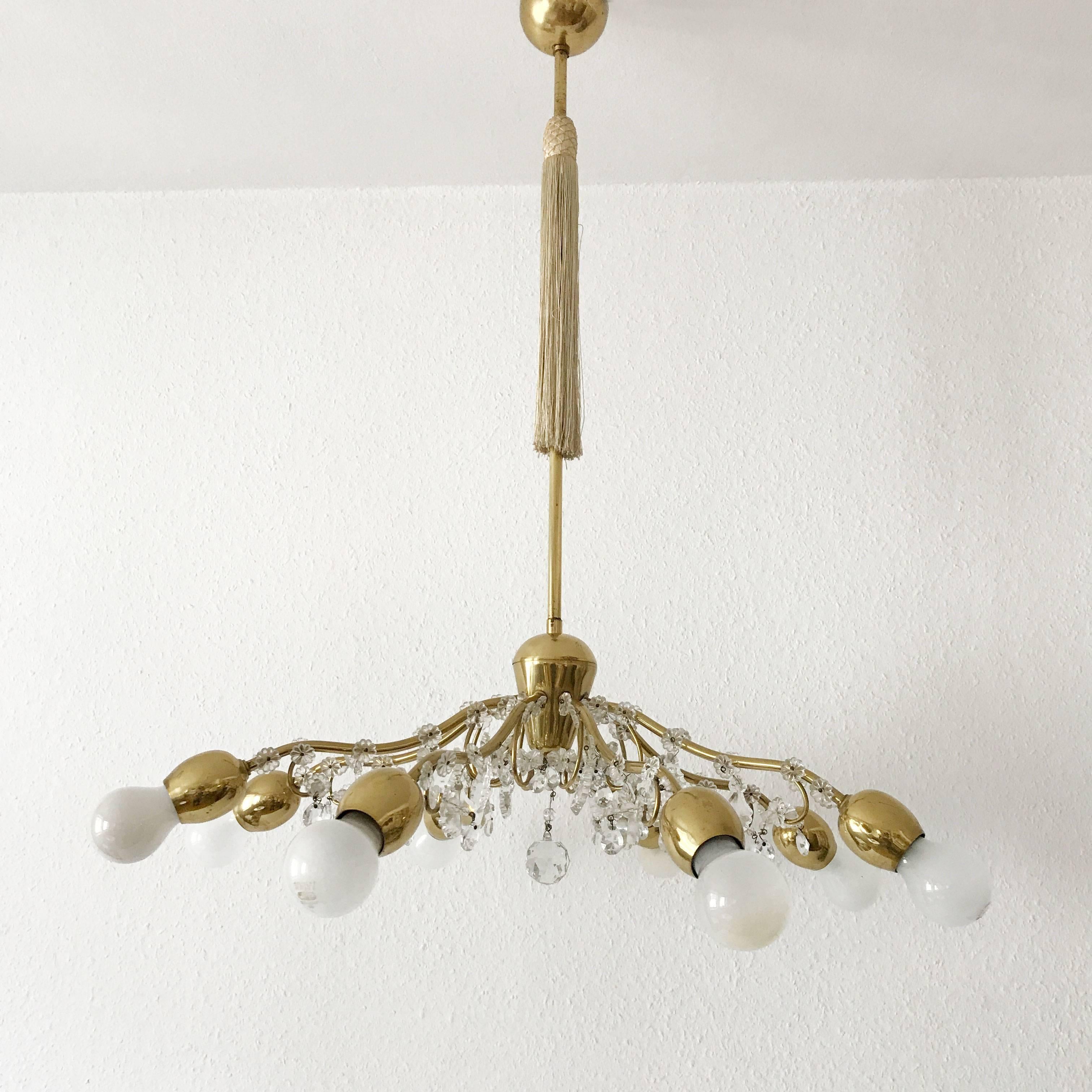 Mid-20th Century Eight-Armed Sputnik Chandelier or Pendant Lamp Bud by J.&L. Lobmeyr Vienna 1950s For Sale