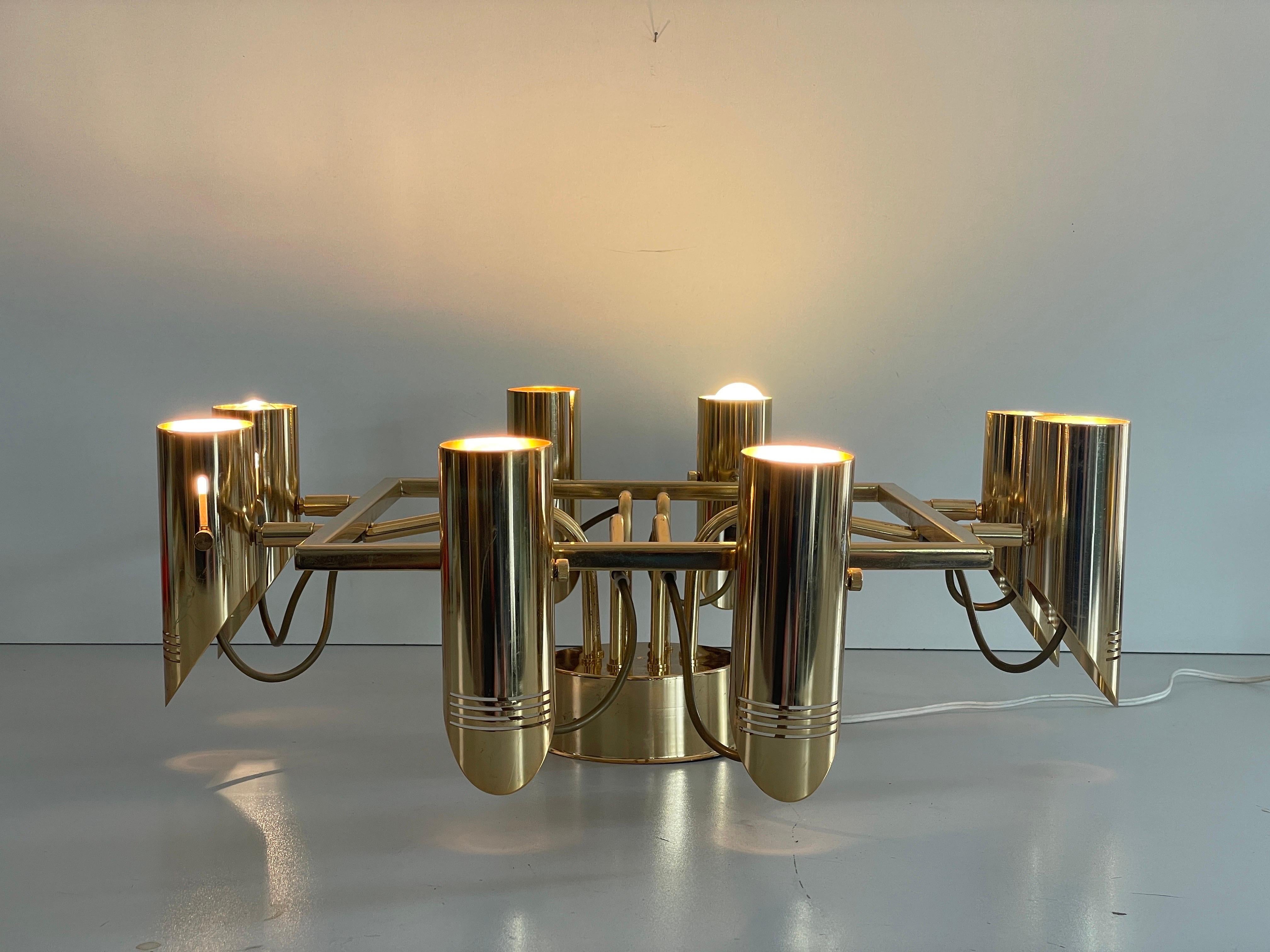 Lámpara Sputnik de latón de 8 brazos, años 70, Italia en venta 3