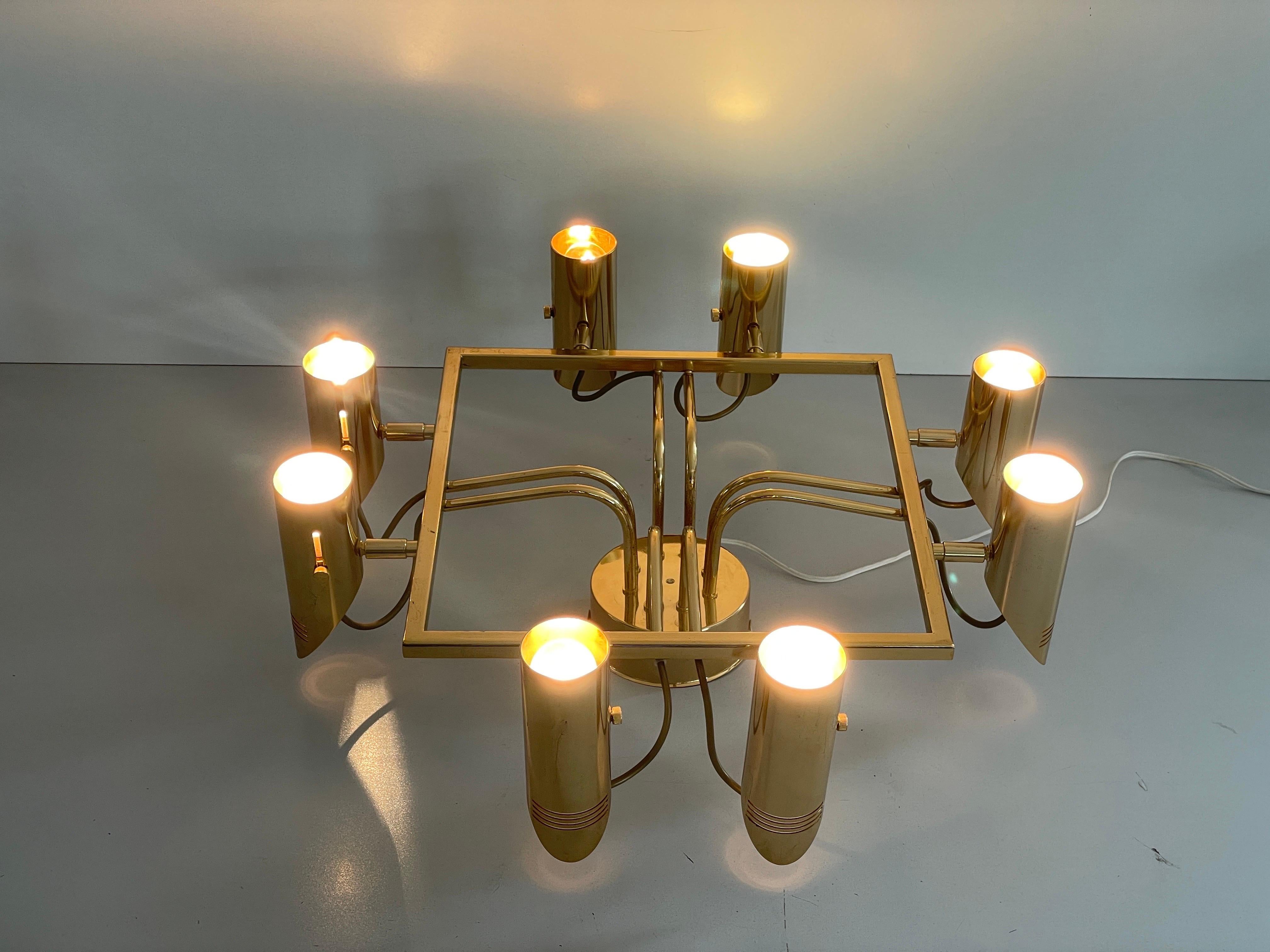 Lámpara Sputnik de latón de 8 brazos, años 70, Italia en venta 7