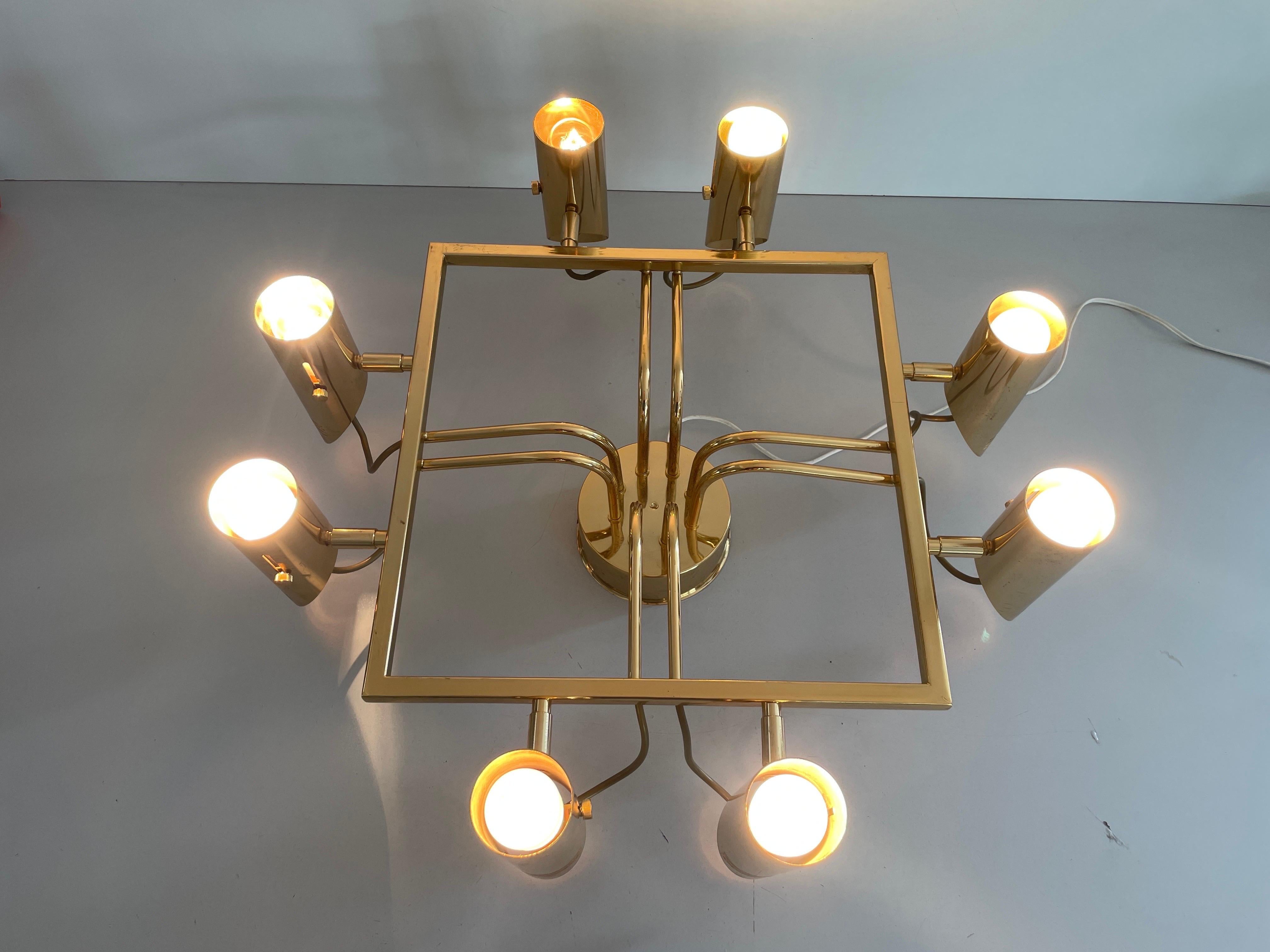 Lámpara Sputnik de latón de 8 brazos, años 70, Italia en venta 8