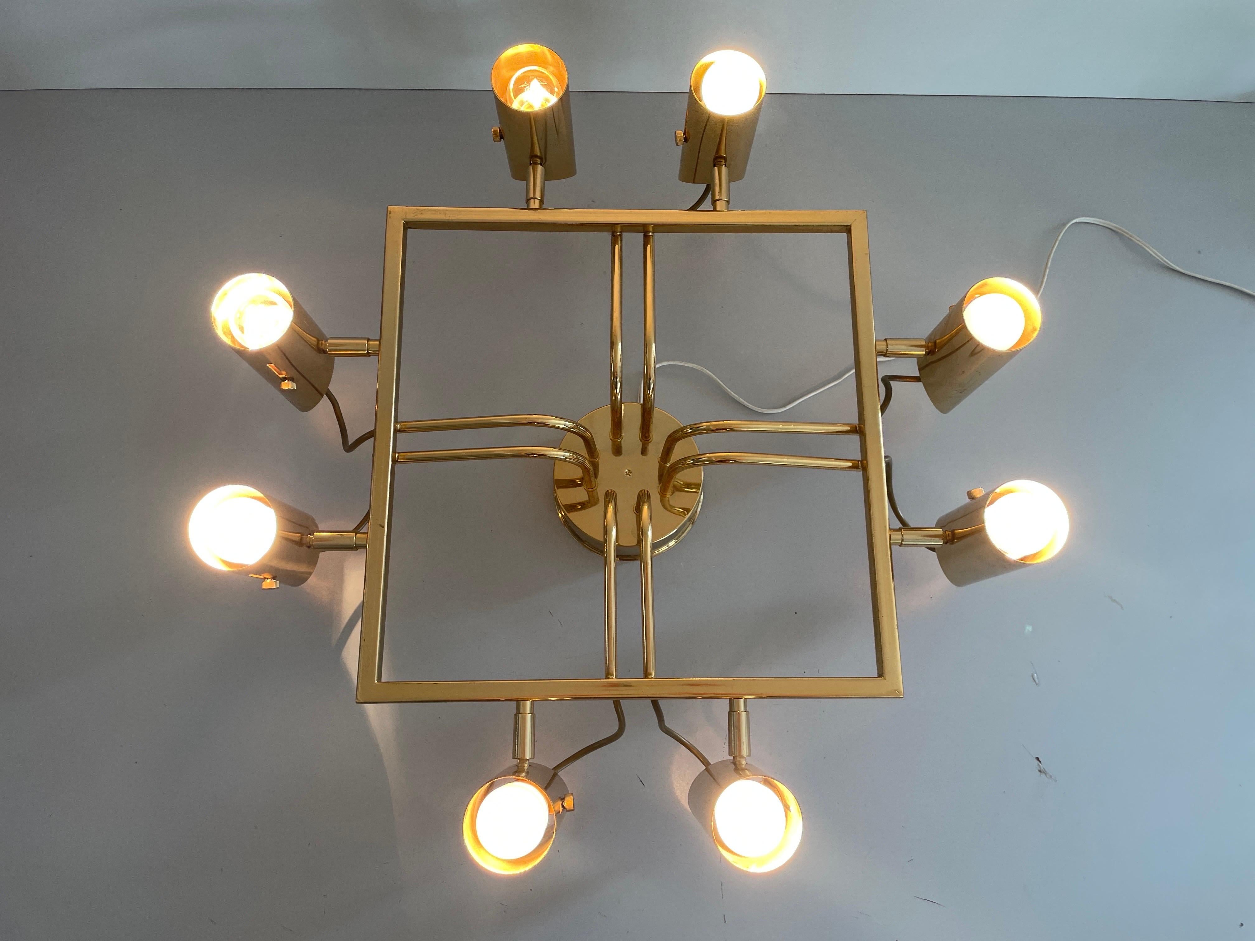 Lámpara Sputnik de latón de 8 brazos, años 70, Italia en venta 9