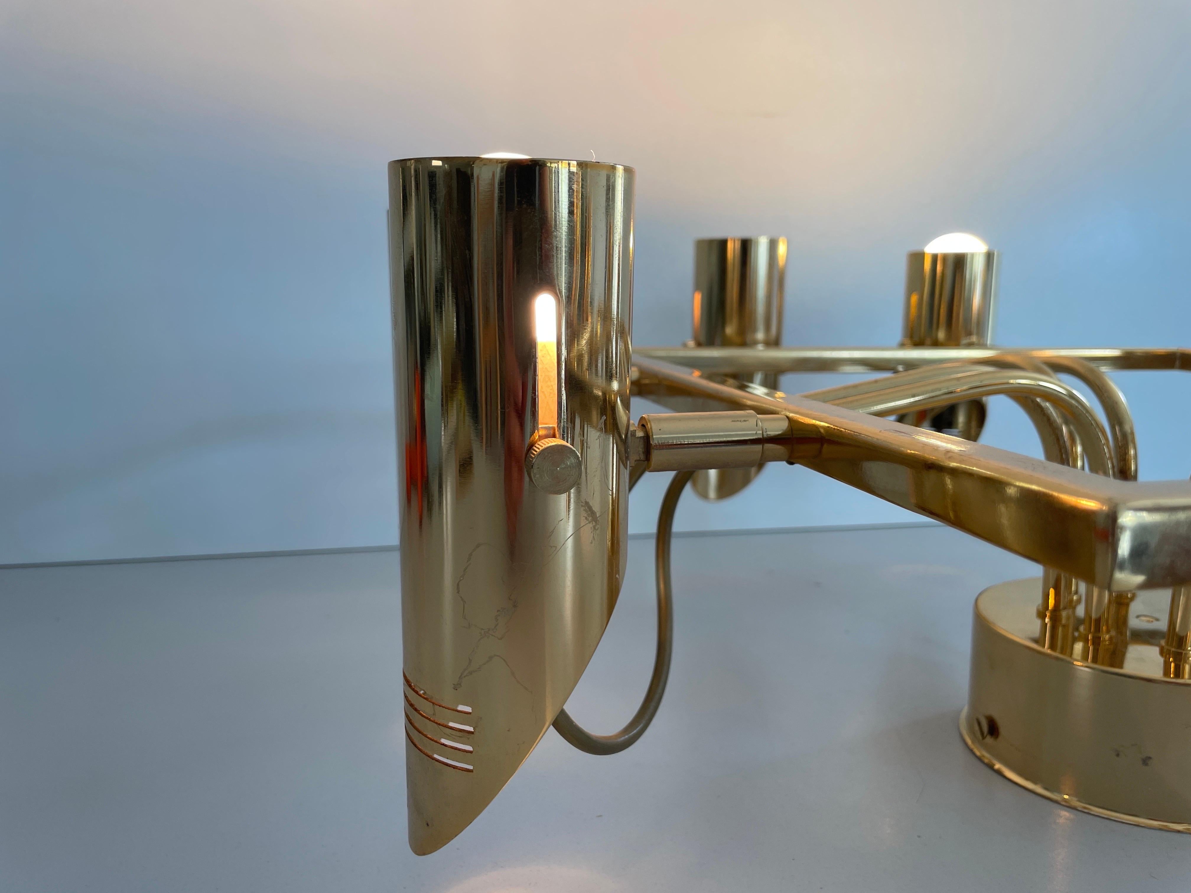 Lámpara Sputnik de latón de 8 brazos, años 70, Italia en venta 10