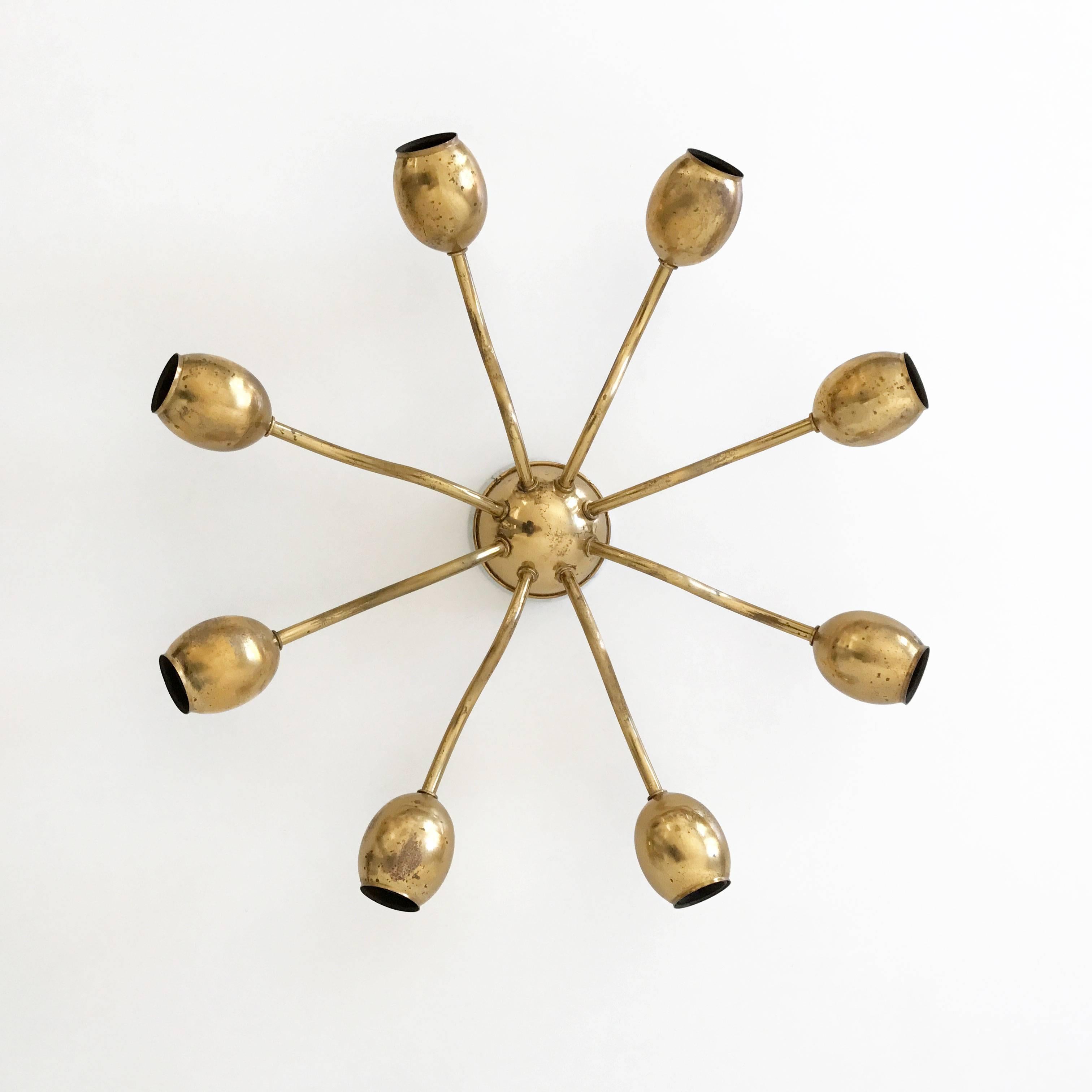 Mid-20th Century Eight-Armed Sputnik Wall Lamp or Ceiling Light by J. & L. Lobmeyr, Vienna, 1950s