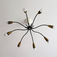 8 Armed Steel & Brass 'Sputnik' Chandelier, 1950s