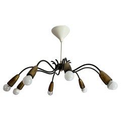 8 Armed Steel & Brass 'Sputnik' Chandelier, 1950s