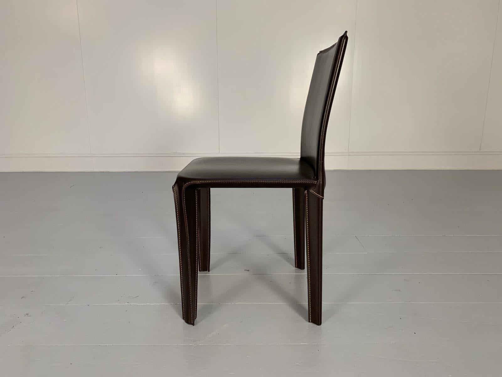 8 Arper Dining Chairs, in Brown Saddle Leather In Good Condition In Barrowford, GB