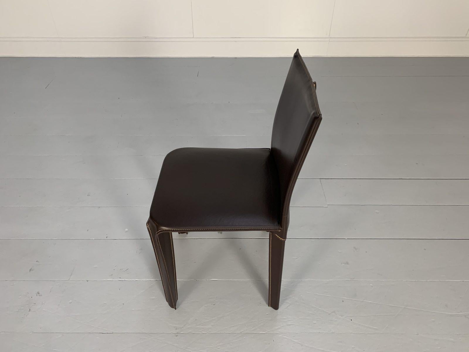 Contemporary 8 Arper Dining Chairs, in Brown Saddle Leather