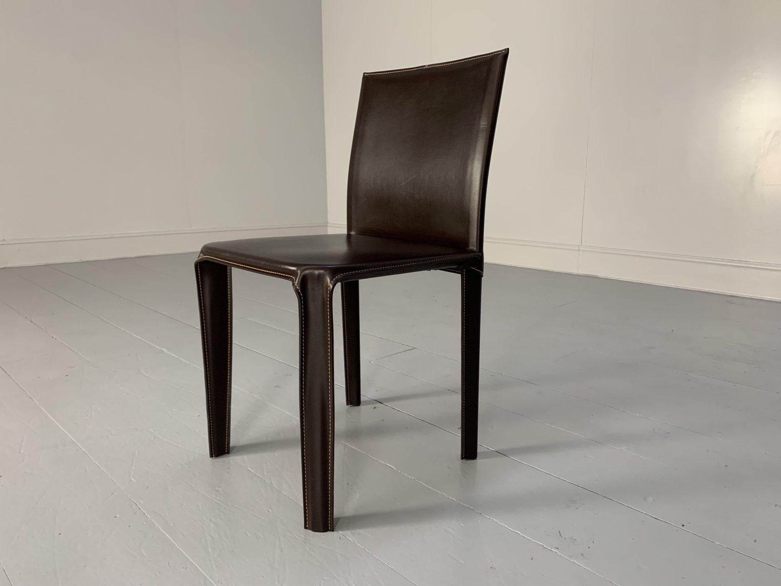 8 Arper Dining Chairs, in Brown Saddle Leather 1