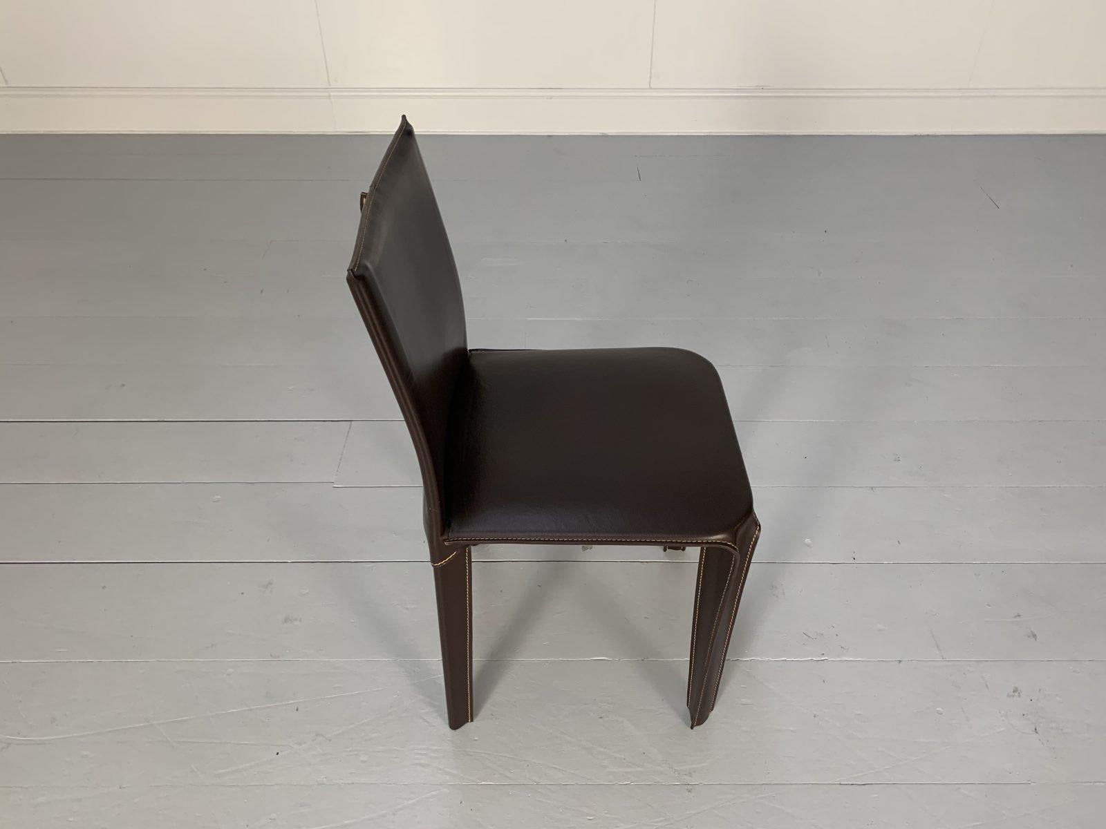 8 Arper Dining Chairs, in Brown Saddle Leather 2