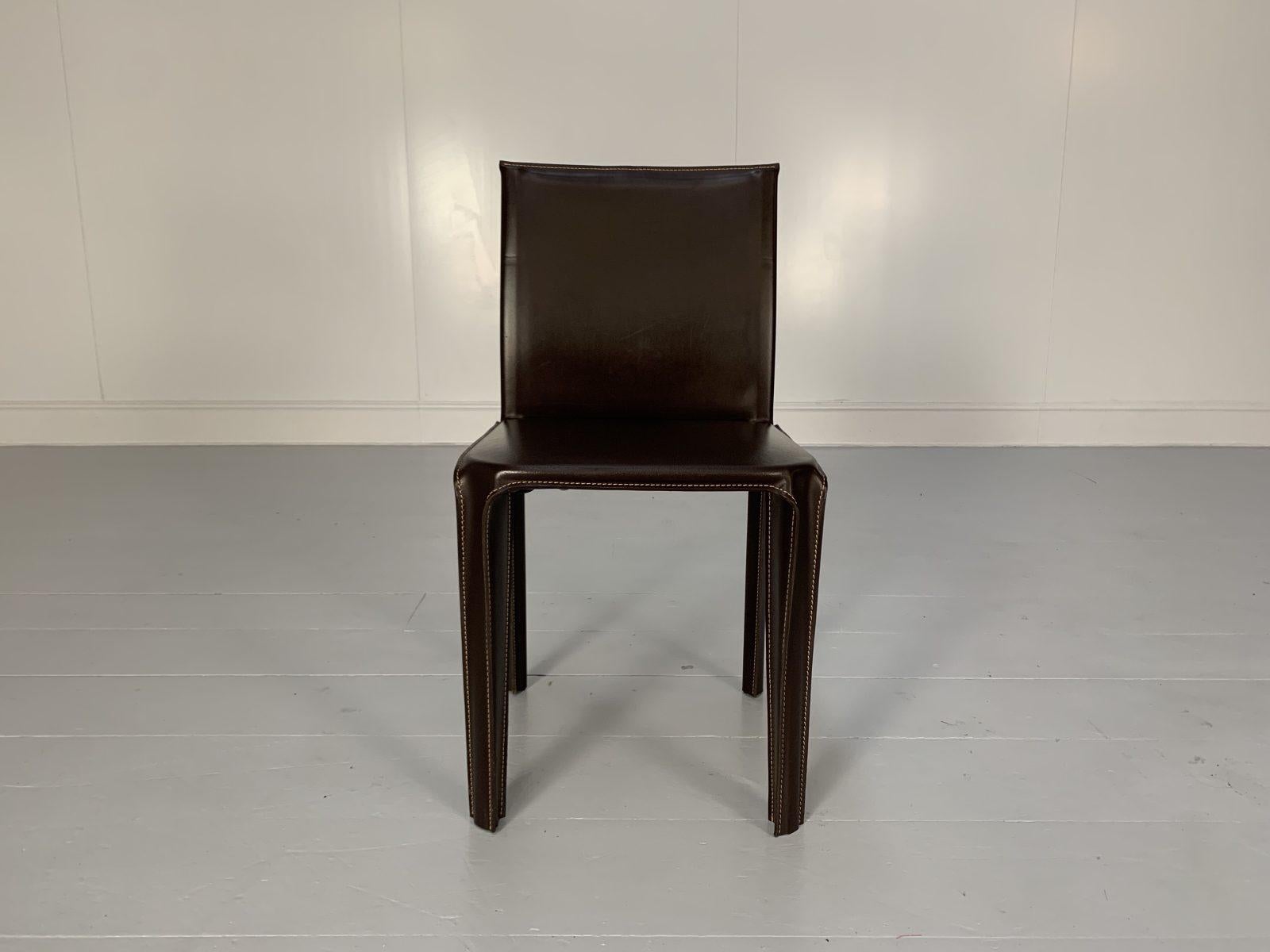 8 Arper Dining Chairs, in Brown Saddle Leather 3