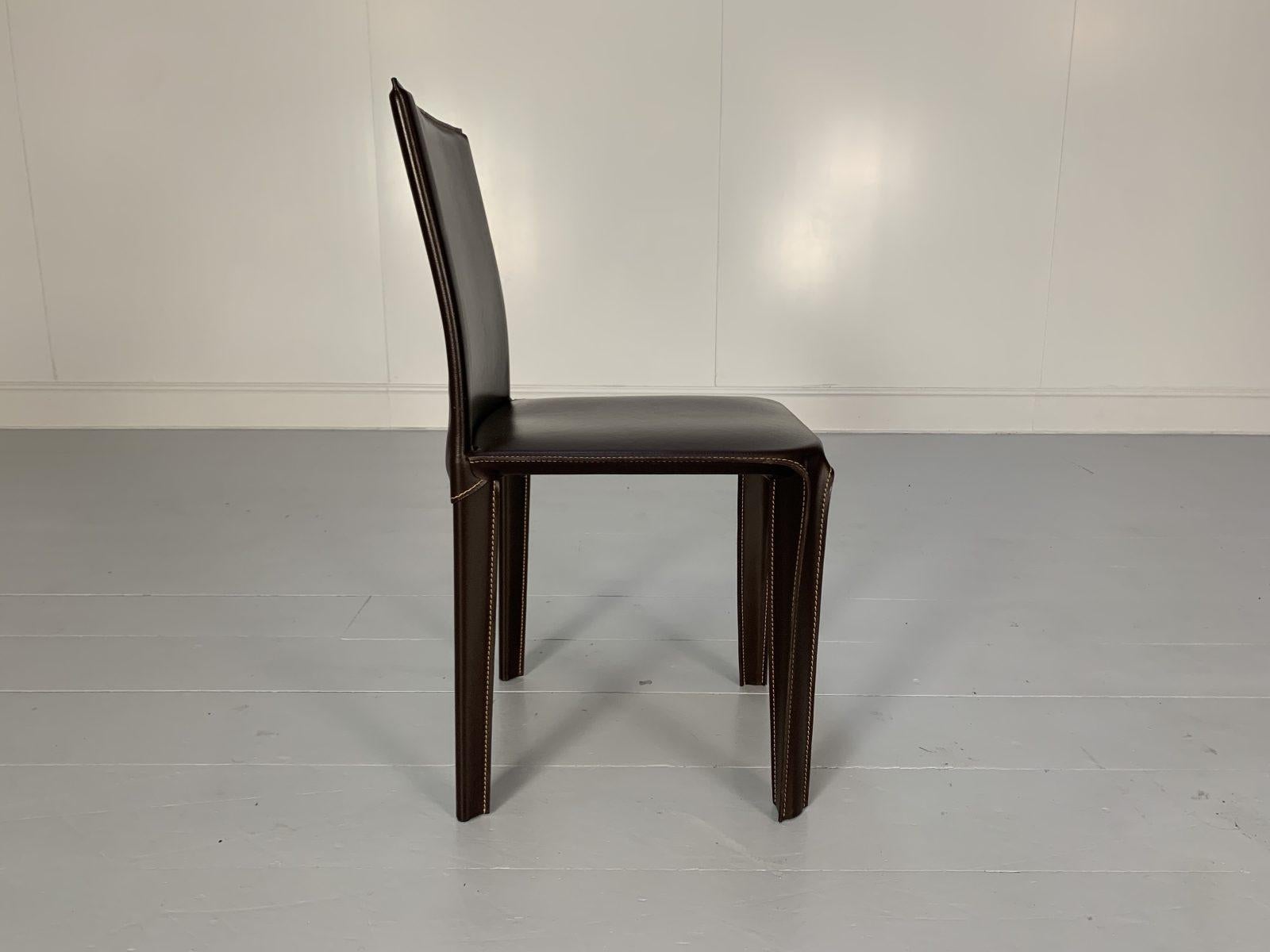 8 Arper Dining Chairs, in Brown Saddle Leather 4
