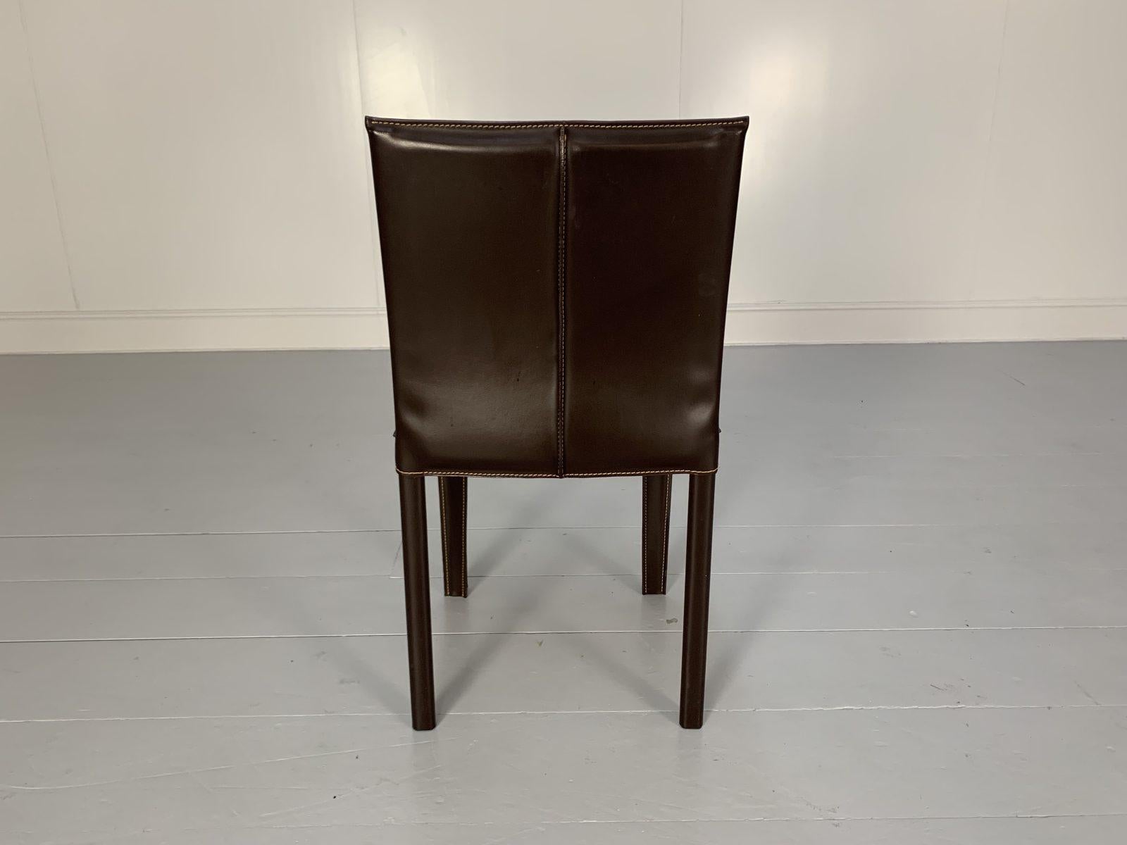 8 Arper Dining Chairs, in Brown Saddle Leather 5