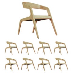 8 Aura Armchairs - Modern and minimalistic oak armchair with upholstered seat