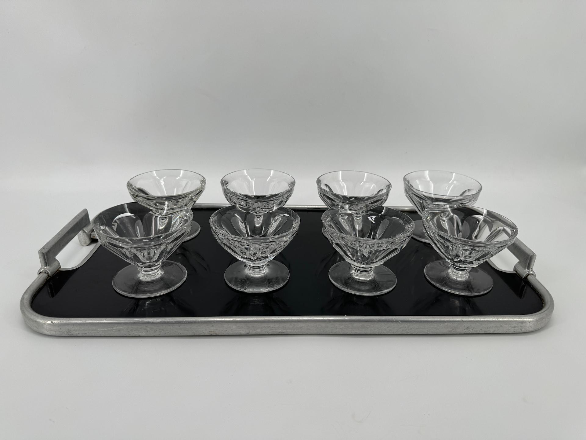 French 8 Baccarat Crystal Champagne or Cocktail Glasses, Talleyrand Model, Art Deco Era For Sale