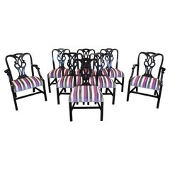 8 Baker Furniture Chippendale Georgian Style Mahogany Pretzel Back Dining Chairs