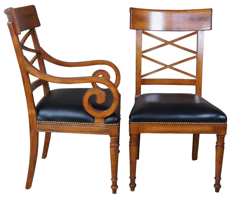 8 Baker Neoclassical Milling Road Walnut Directoire Dining Chairs