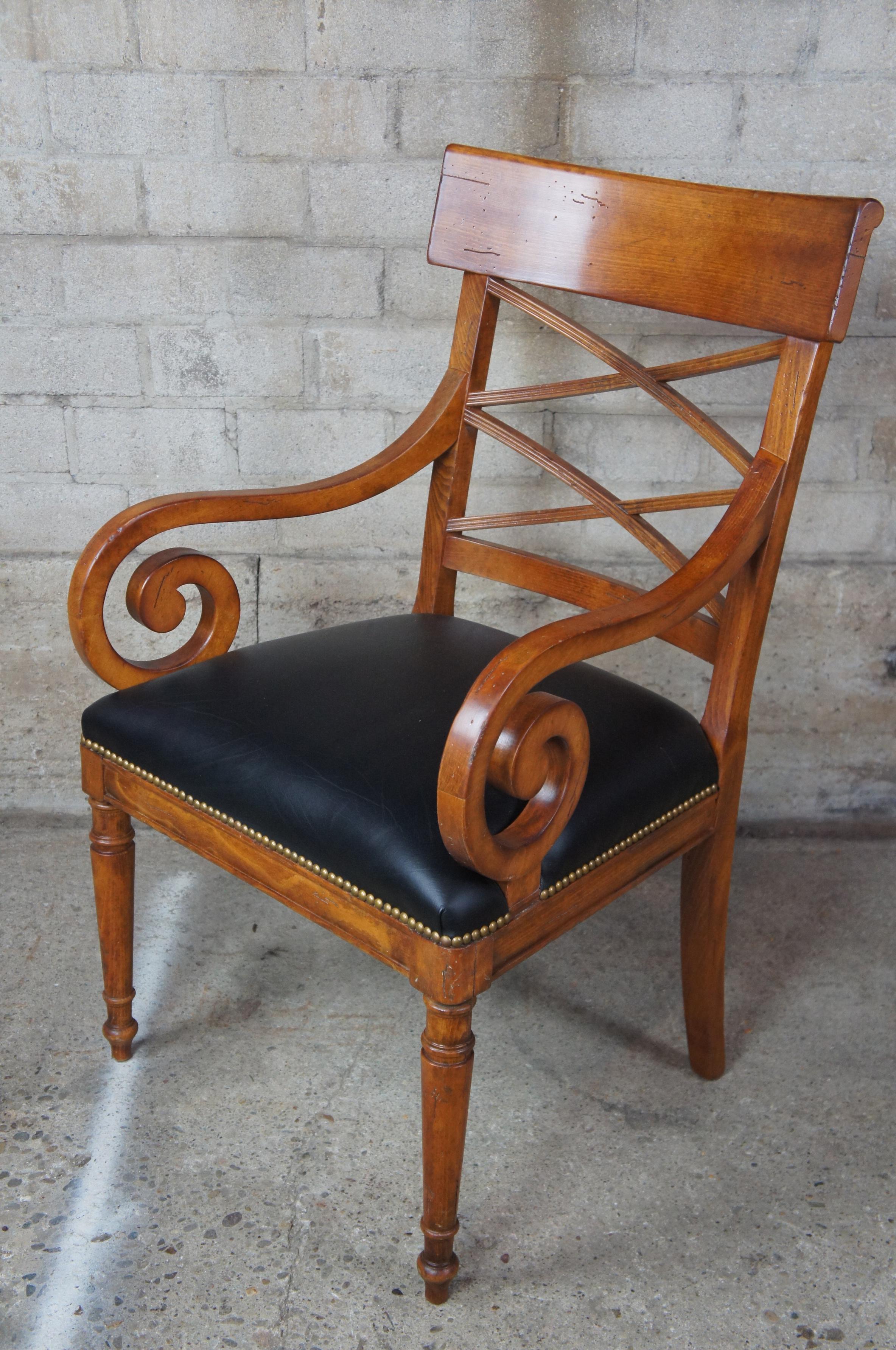 Upholstery 8 Baker Neoclassical Milling Road Walnut Directoire Dining Chairs Leather Scroll
