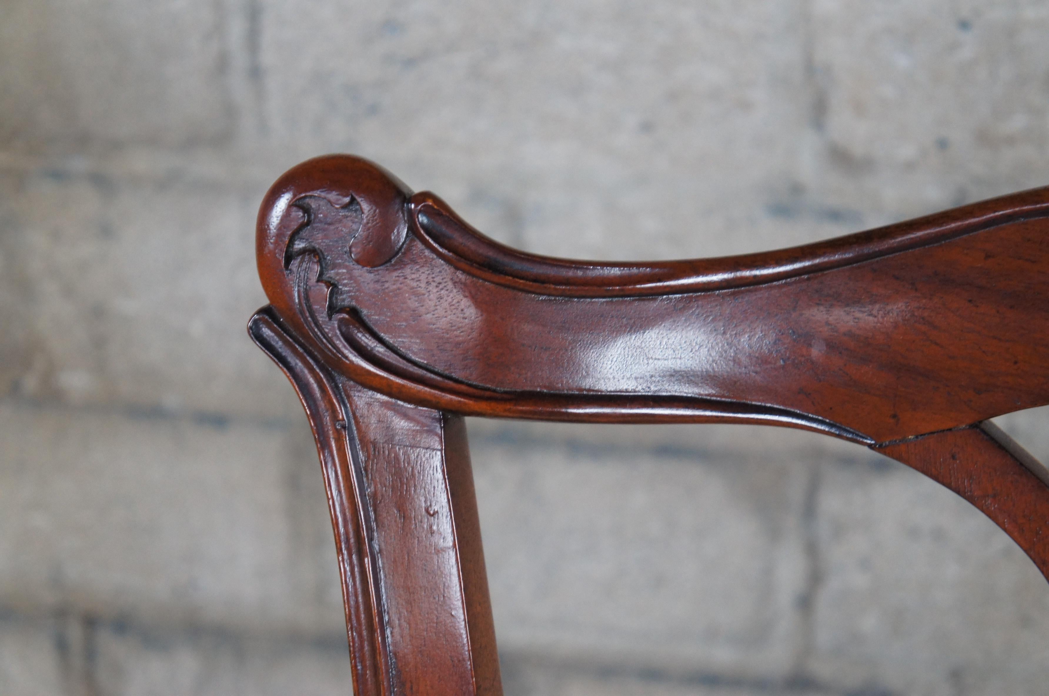 Upholstery 8 Baker Stately Homes Chippendale Mahogany Nailhead Dining Arm Side Chairs  For Sale