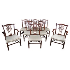 8 Baker Stately Homes Chippendale Mahogany Nailhead Dining Arm Side Chairs 