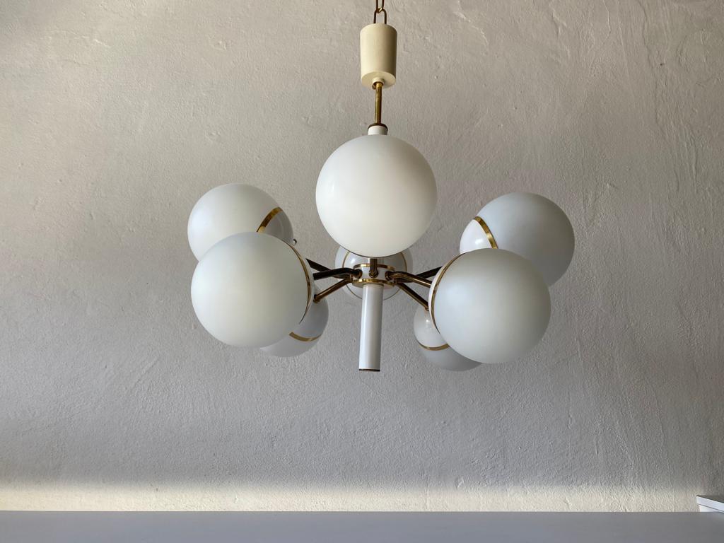 8 Ball Glass Shade & Metal Atomic Chandelier by Kaiser Leuchten, 1970s Germany For Sale 7