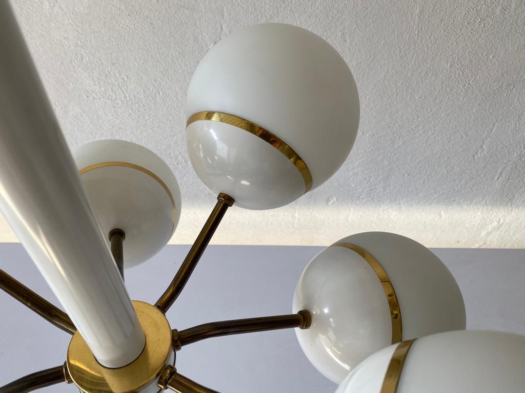 8 Ball Glass Shade & Metal Atomic Chandelier by Kaiser Leuchten, 1970s Germany For Sale 11