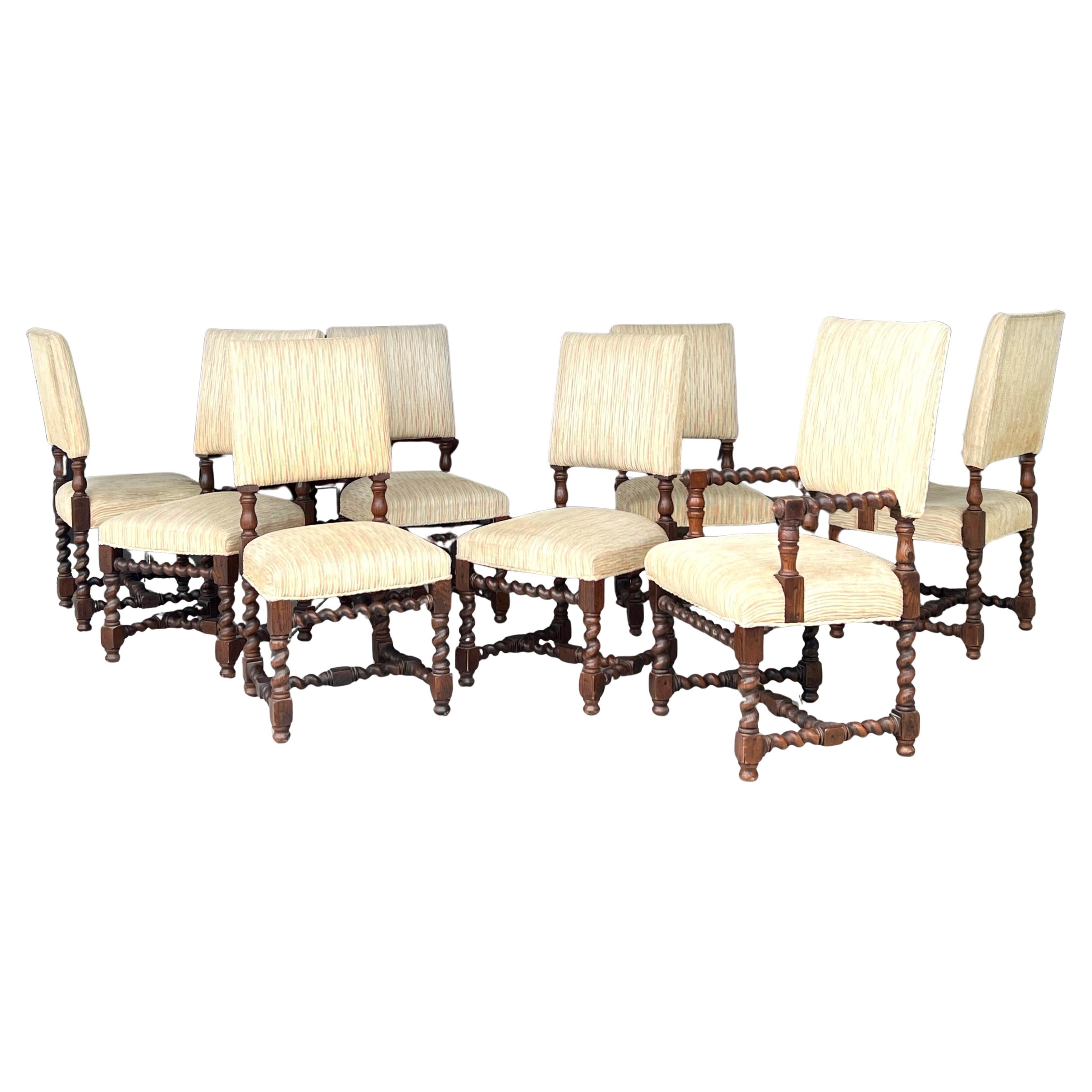 8 Chaises de salle à manger en chêne Barley Twist par Henredon