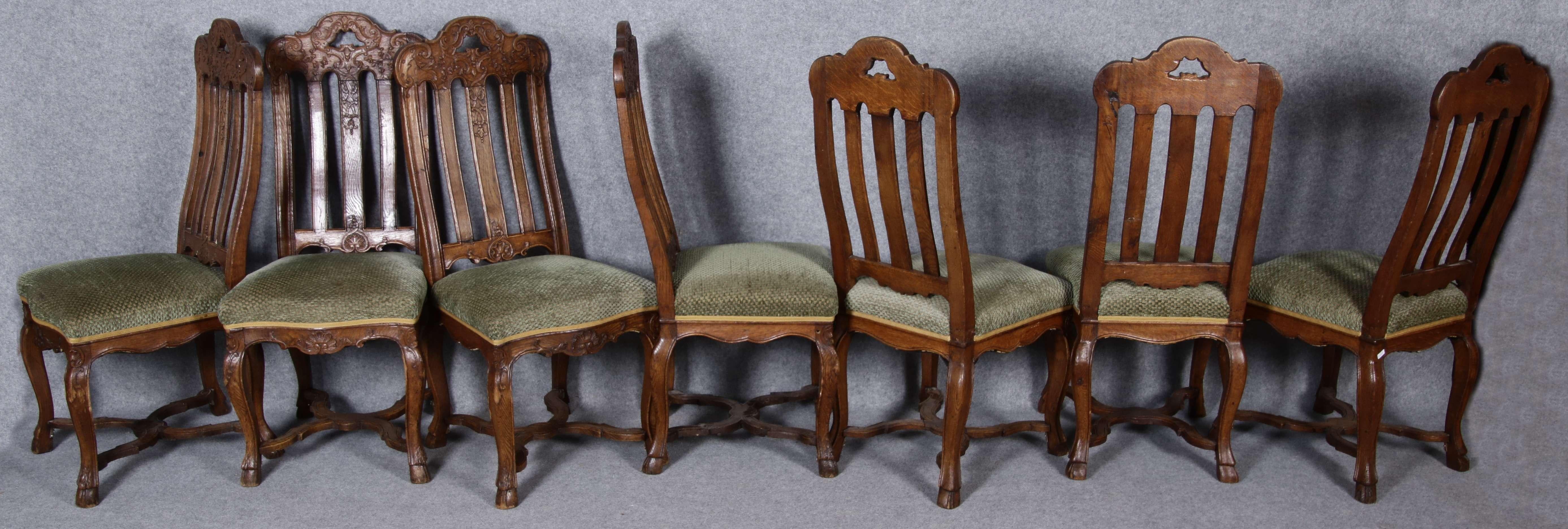 Rococo 8 Baroque Chairs Liège 18th Century Oak