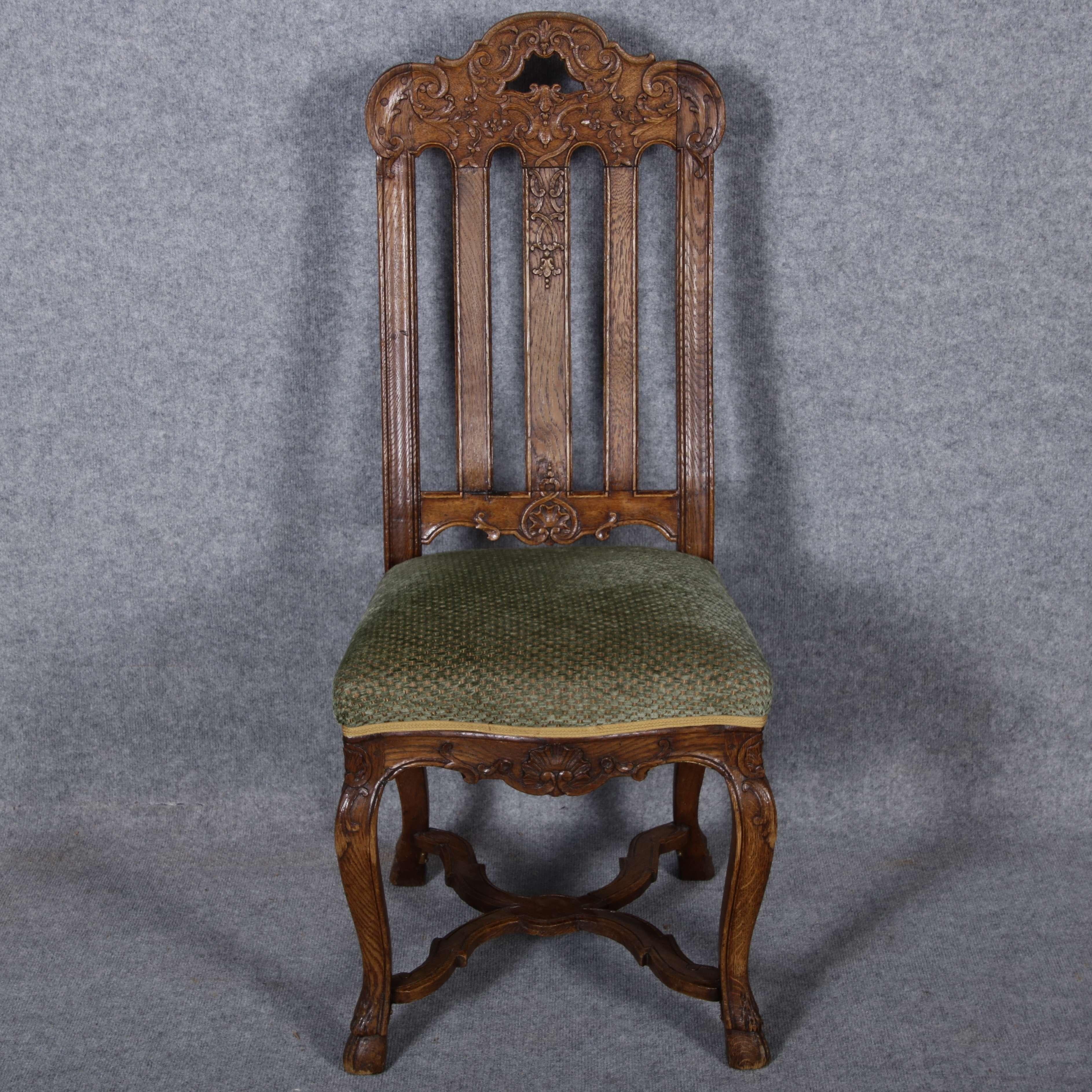 German 8 Baroque Chairs Liège 18th Century Oak