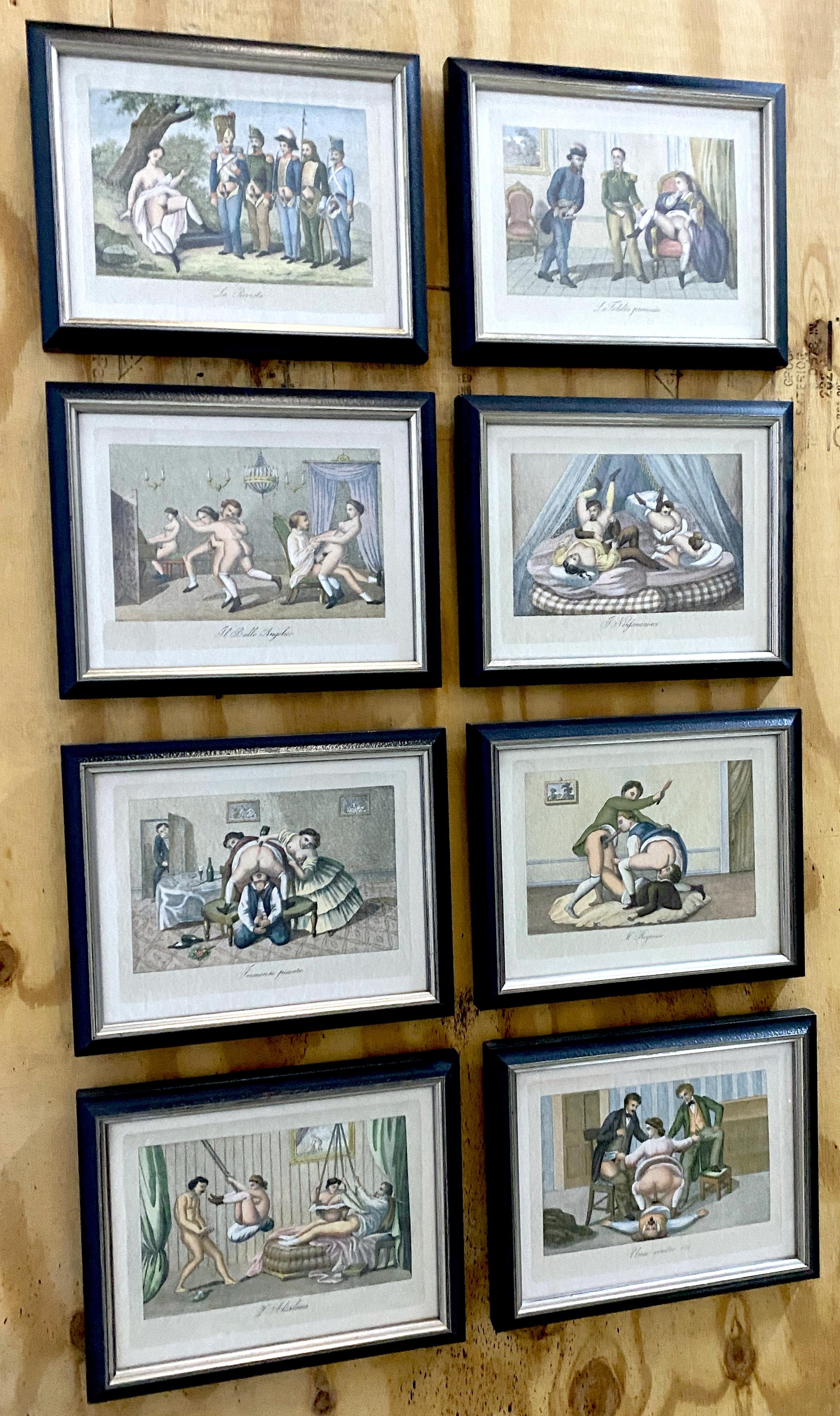 Baroque 8 estampes érotiques d'aristocrates et de soldats corrompus de style baroque en vente