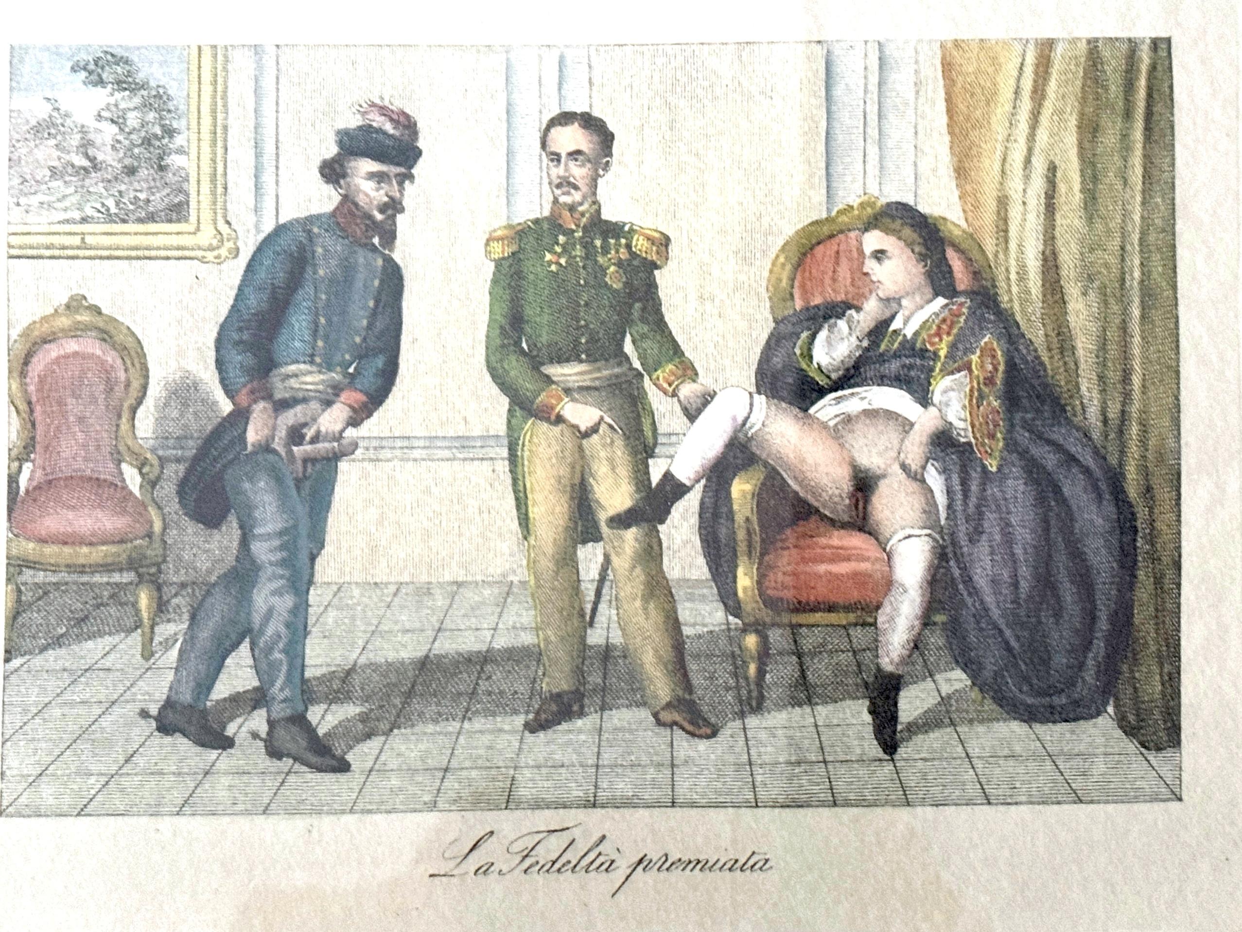 Noirci 8 estampes érotiques d'aristocrates et de soldats corrompus de style baroque en vente