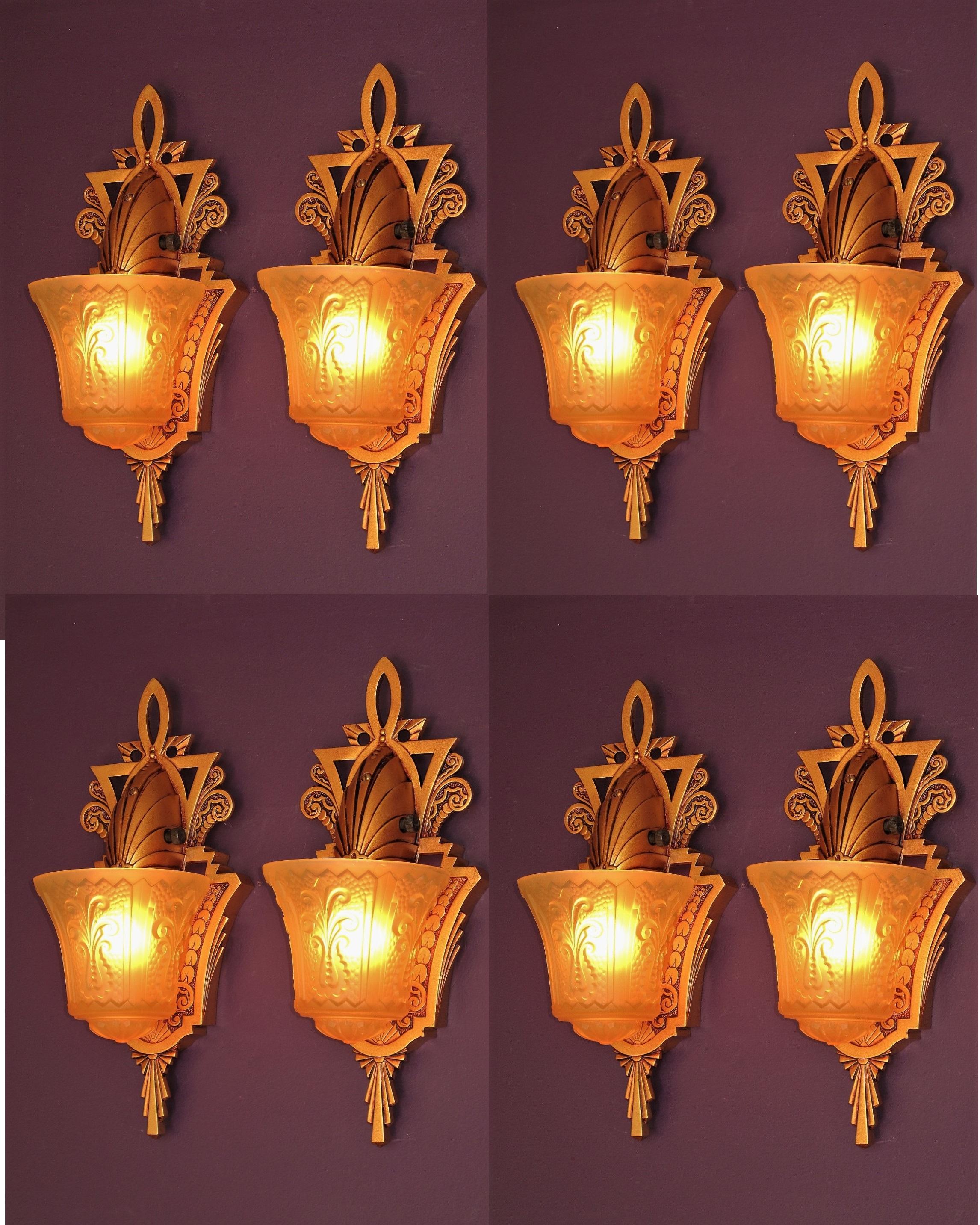 8 Beardslee Vintage Wall Sconces with Original Vintage Glass Priced per pair For Sale