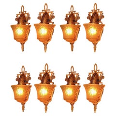8 appliques murales Beardslee vintage avec verre vintage d'origine, prix par paire