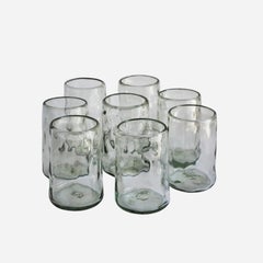 8 Beer-Cocktail Glasses, Handblown Organic Irregular Shape 100% Recycled Glass