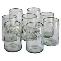 8 Beer-Cocktail Glasses, Handblown Organic Irregular Shape 100% Recycled Glass