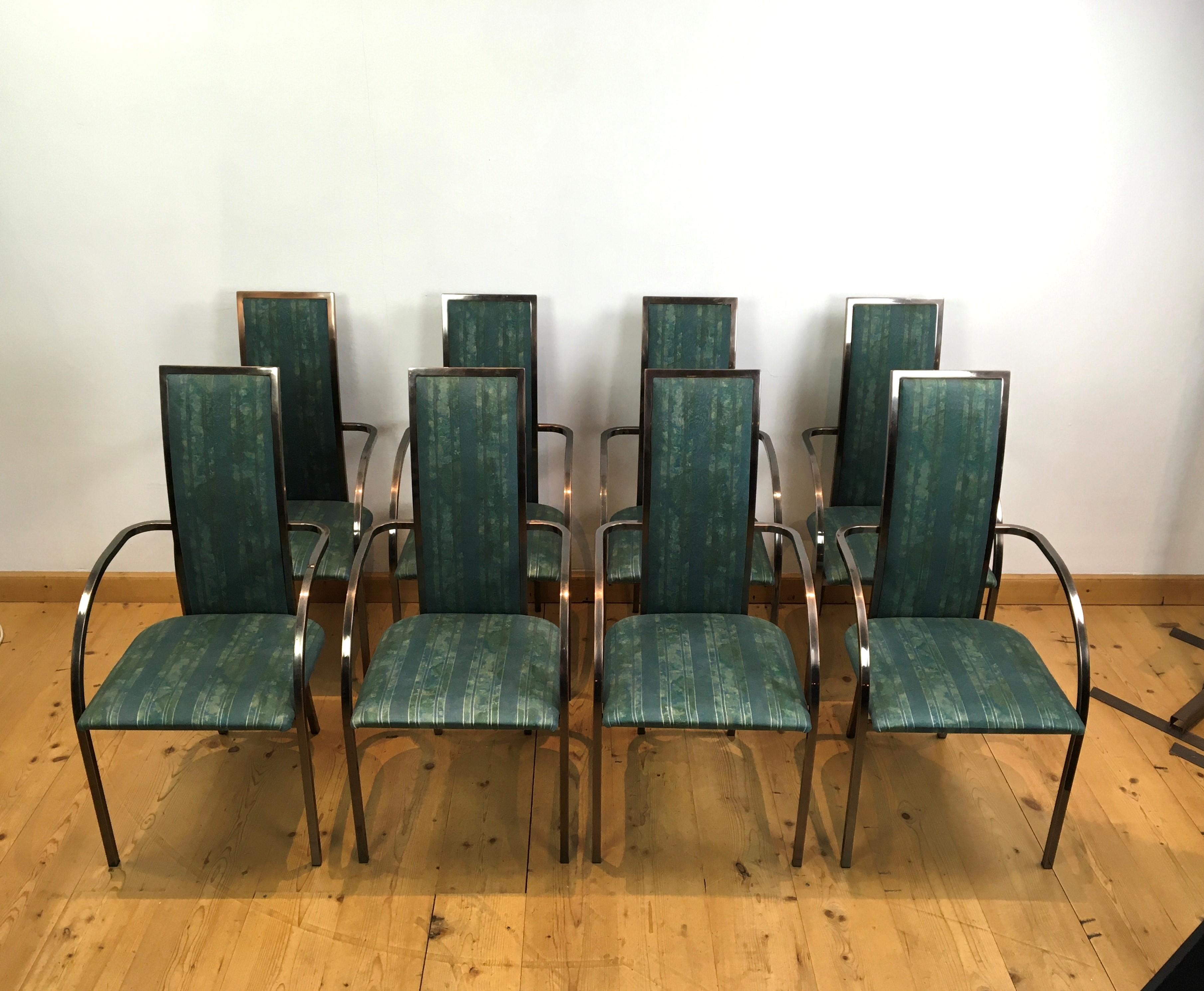 8 Belgo Chrome Stühle für das Esszimmer  Sessel  (Bronziert) im Angebot
