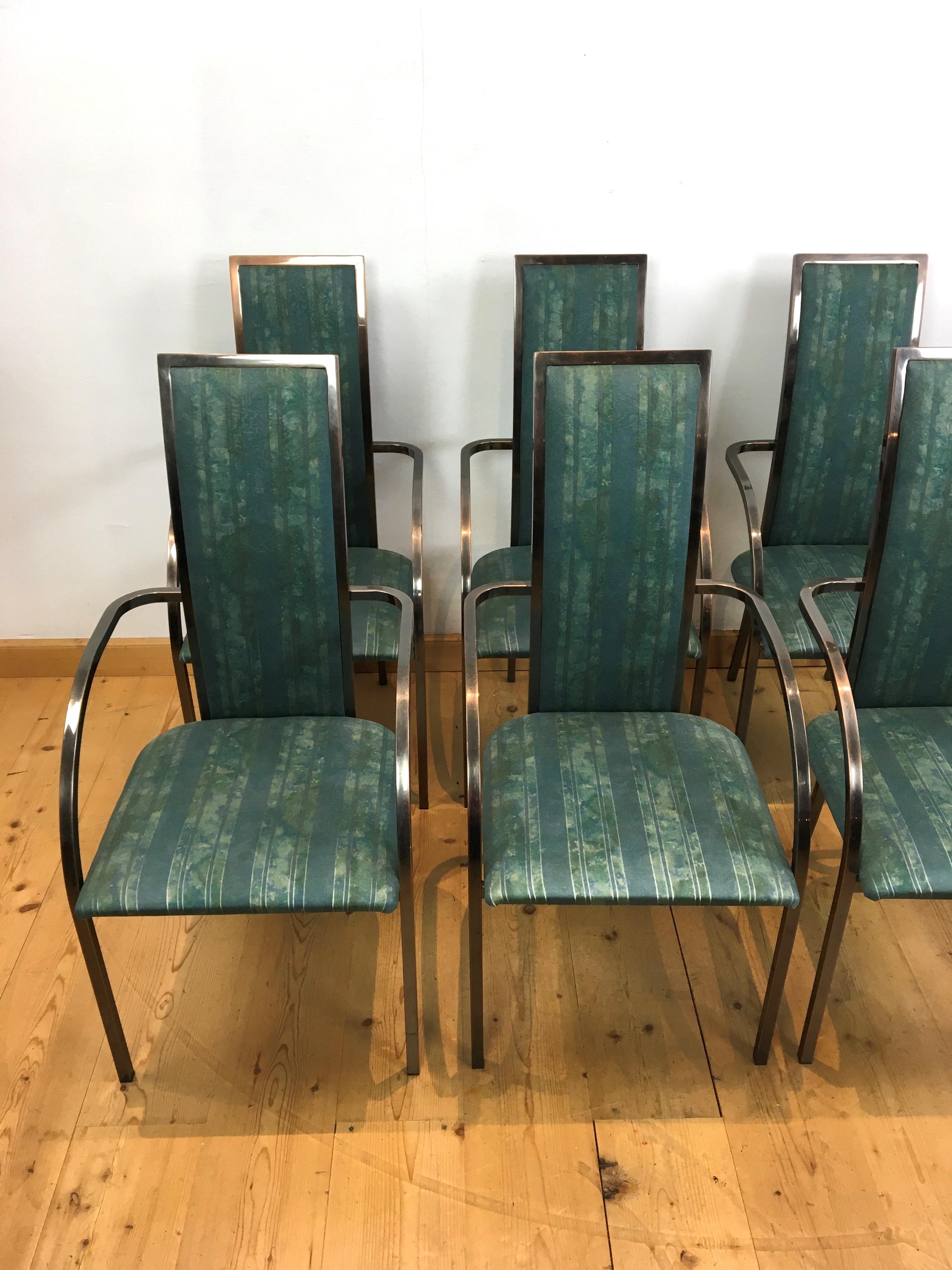 8 Belgo chrome Dining Room Chairs  , armchairs  In Good Condition For Sale In Antwerp, BE