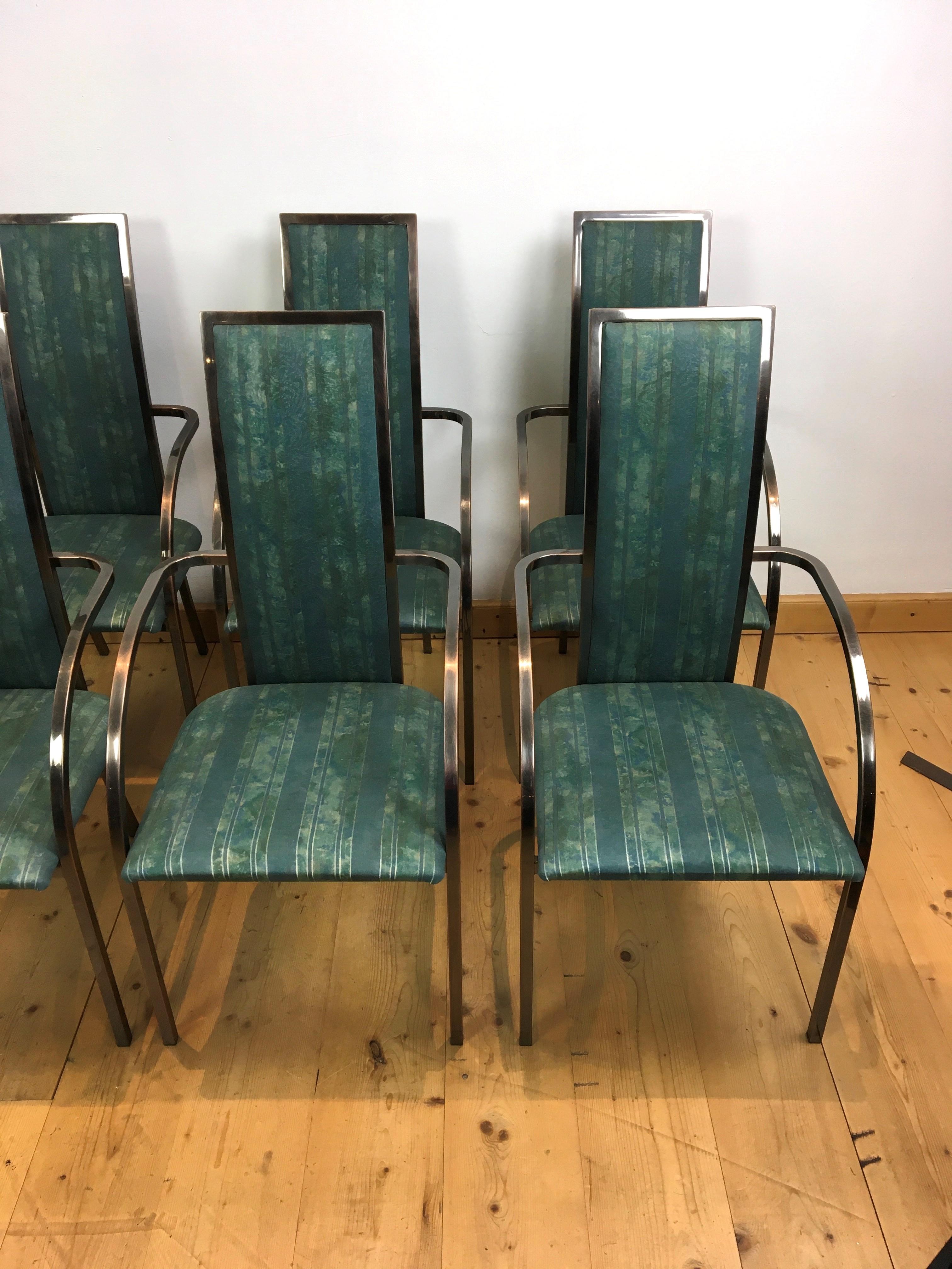 20th Century 8 Belgo chrome Dining Room Chairs  , armchairs  For Sale