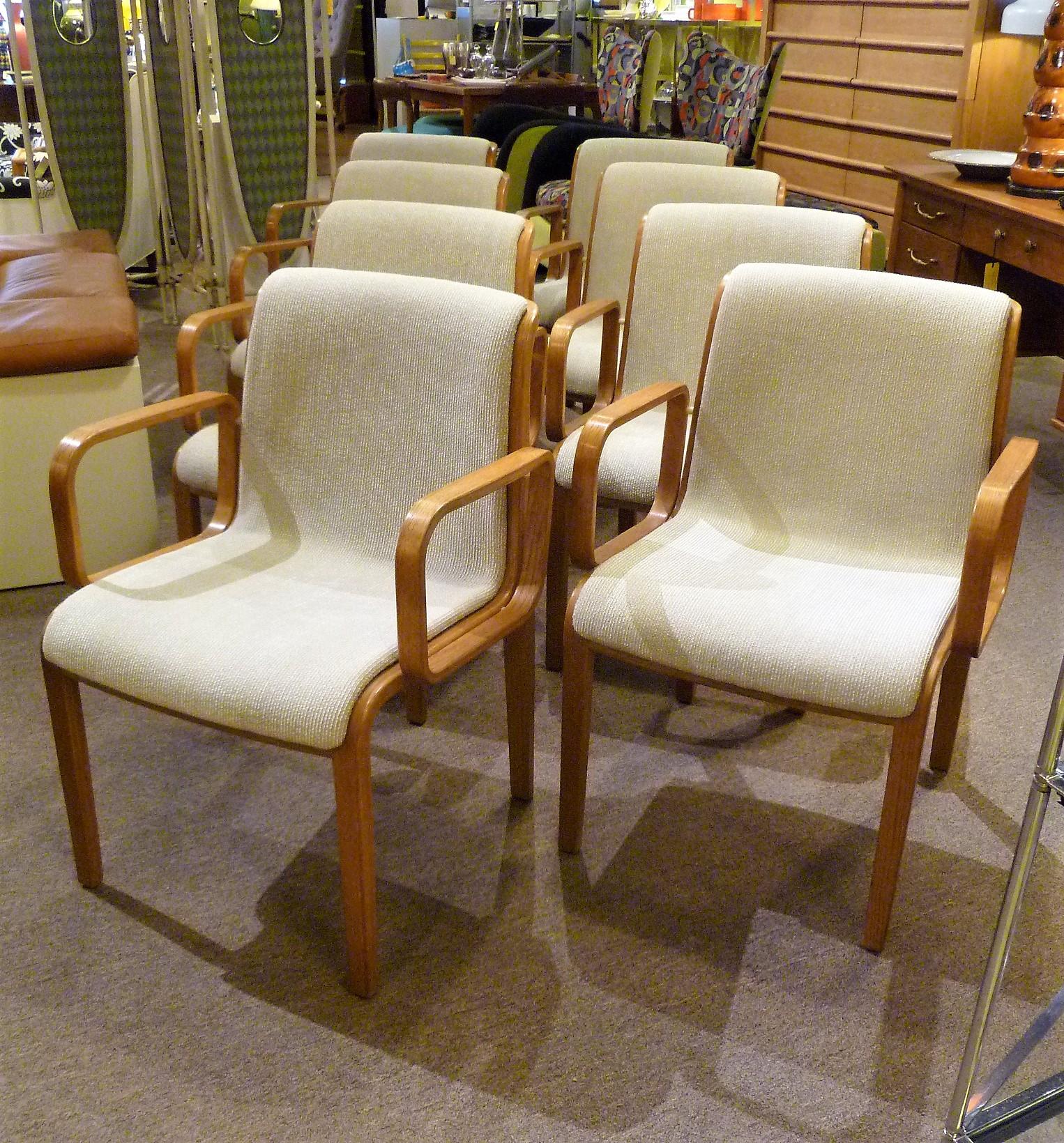 8 Bill Stephens Midcentury 1300 Series Armed Dining Chairs for Knoll 10