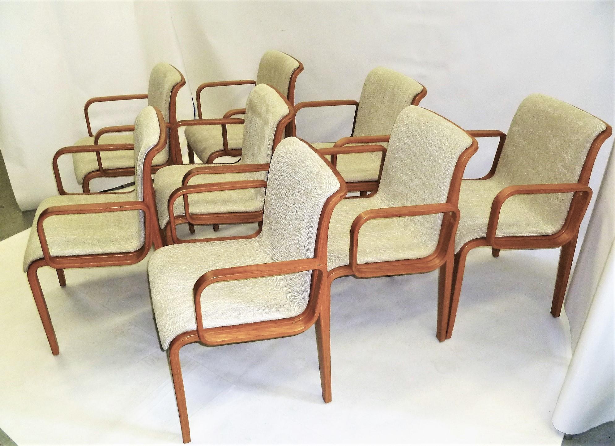 Mid-Century Modern 8 Bill Stephens Midcentury 1300 Series Armed Dining Chairs for Knoll
