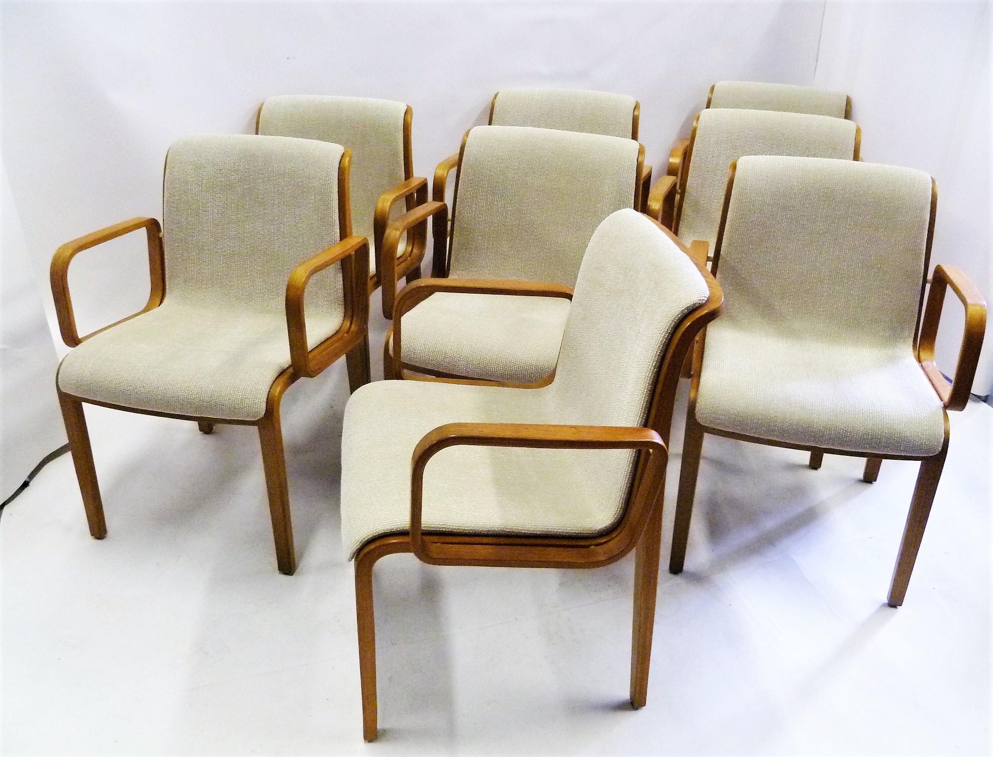 Late 20th Century 8 Bill Stephens Midcentury 1300 Series Armed Dining Chairs for Knoll