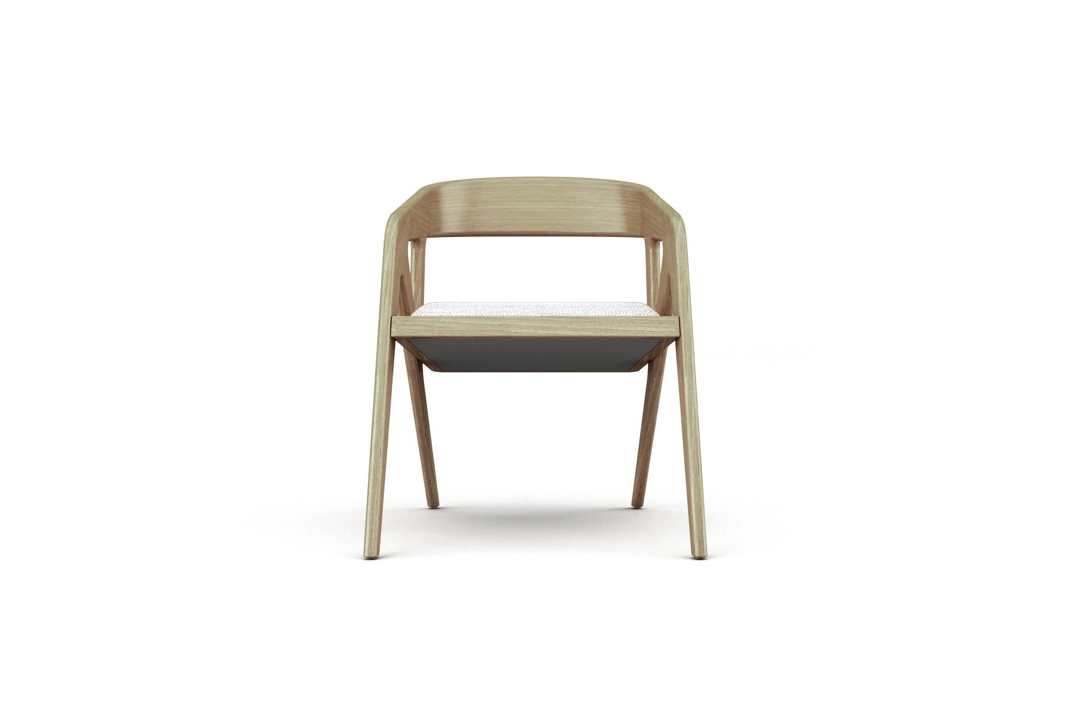 Verni Fauteuils 8 Branch - Fauteuil moderne et minimaliste en Oak avec assise tapissée en vente