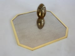 8 Brass & Embossed Snakeskin Steel Octagon Placemats, Italy 1970's Romeo Rega